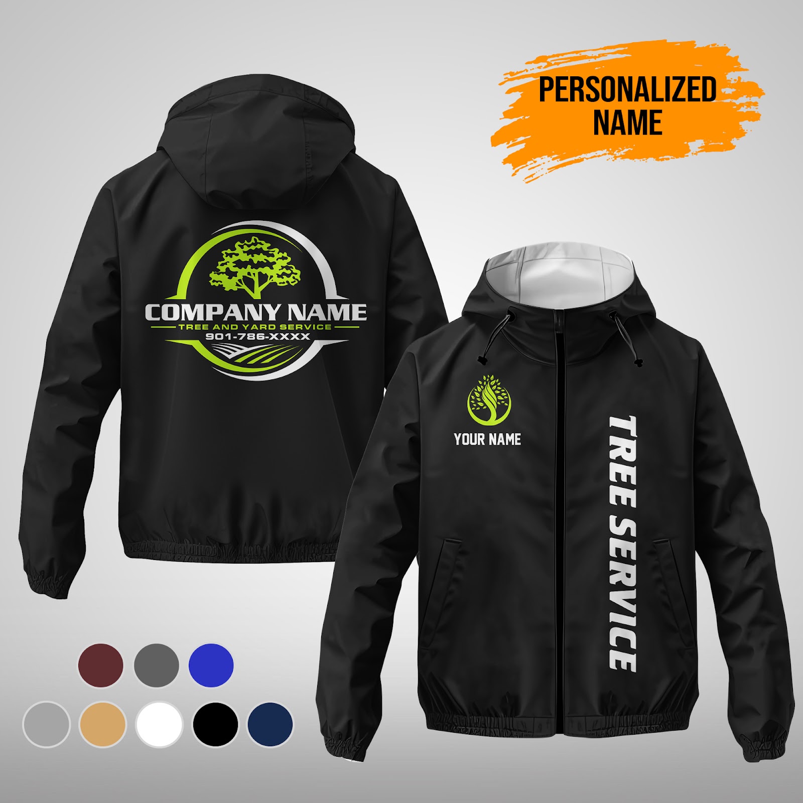 Custom Tree Service 3D Printed Windbreaker Jacket - photo 2