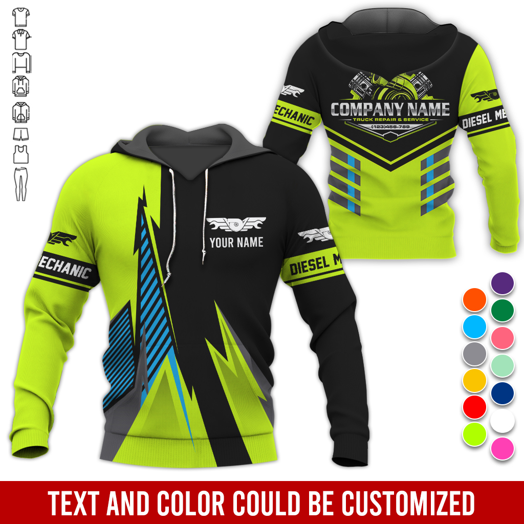 Custom Text and Diesel Mechanic Uniform 3D Hoodie - photo 5