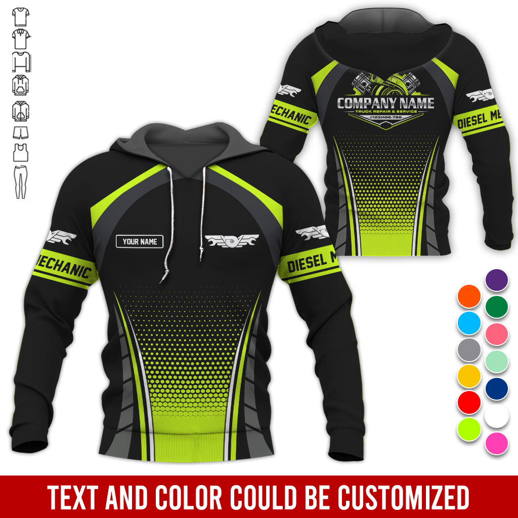Custom Text and Diesel Mechanic Uniform 3D Hoodie - photo 5