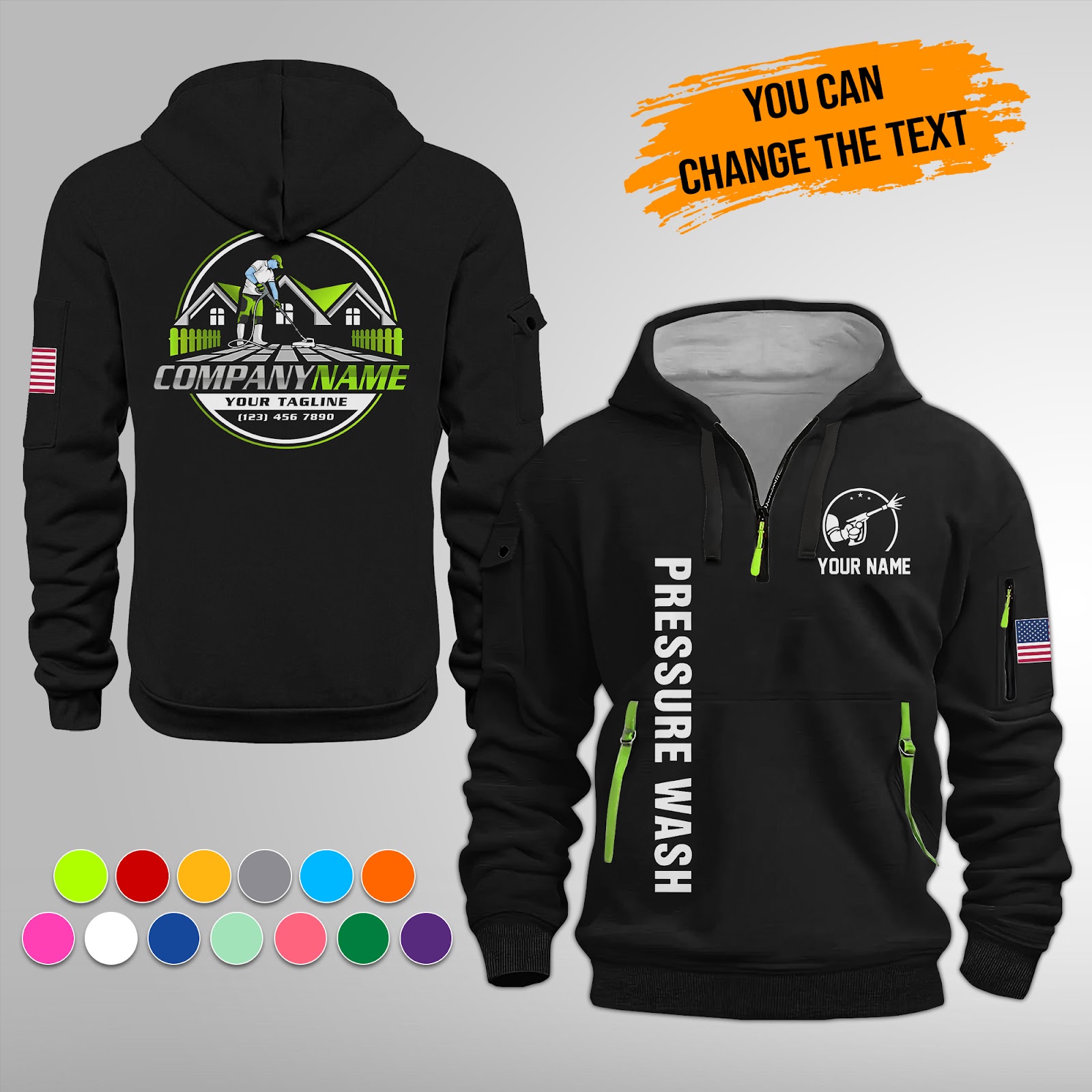 Custom Pressure Washing 3D Quarter Zip Hoodie