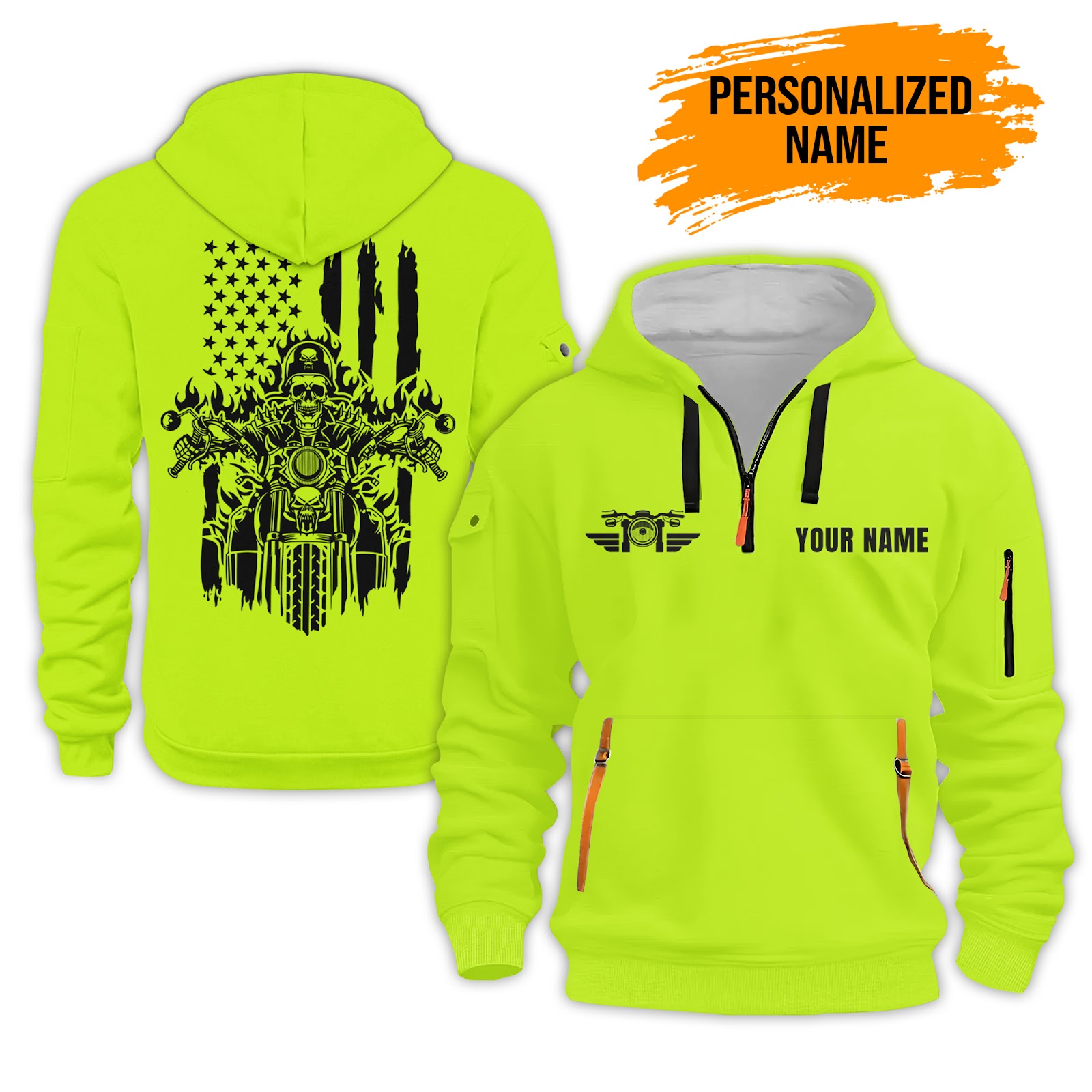 Custom Love Motorcycle Quarter Zip Hoodie