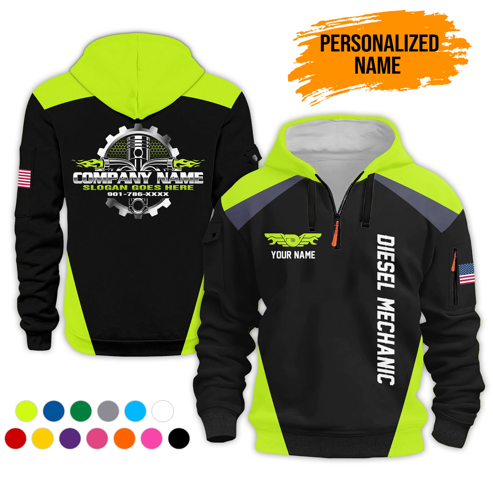 Custom Text and Diesel Mechanic Uniform 3D