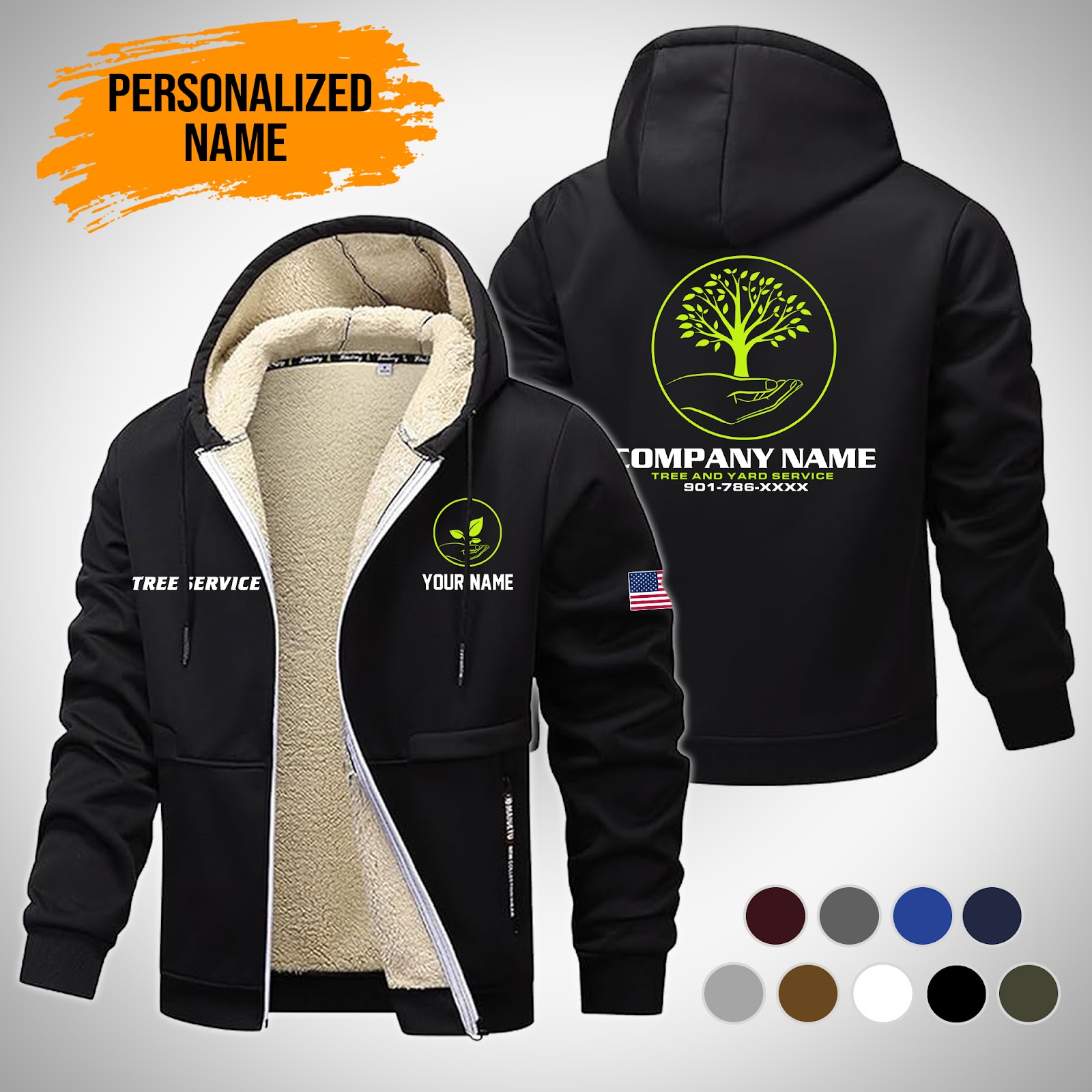 Custom Tree Service Lamb Fleece Thick Coat
