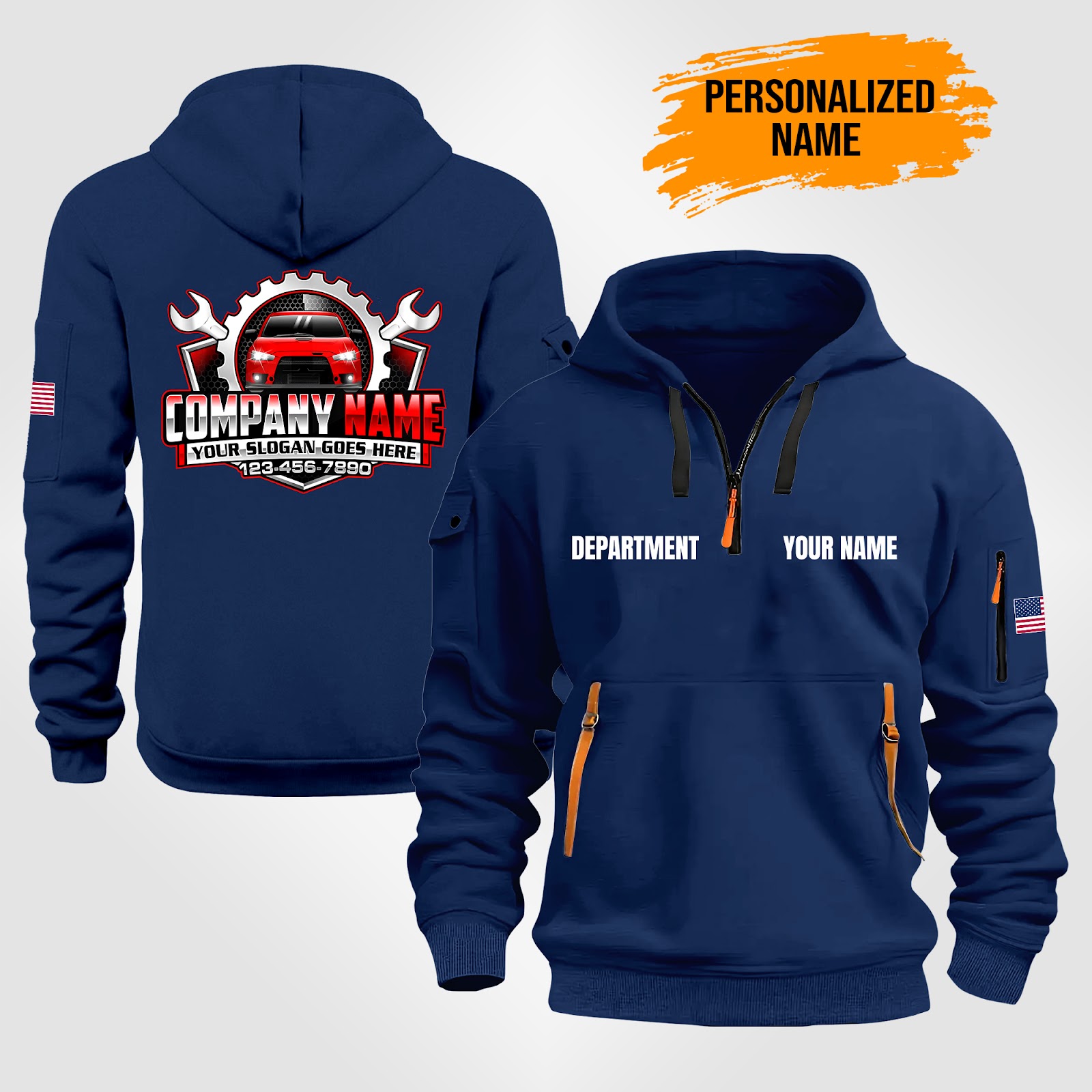 Custom Auto Mechanic Quarter Zip Hoodie