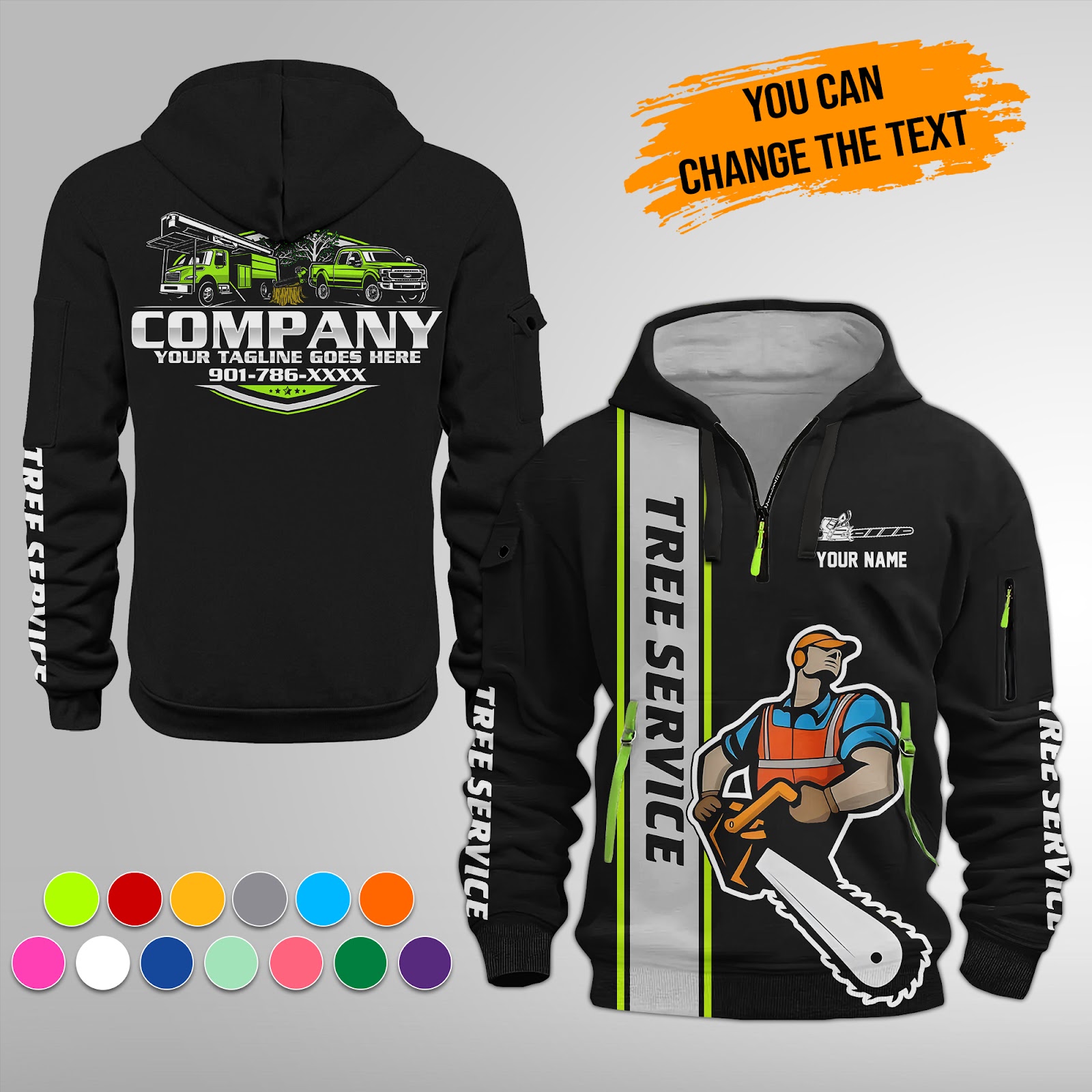Custom Tree Service 3D Quarter Zip Hoodie