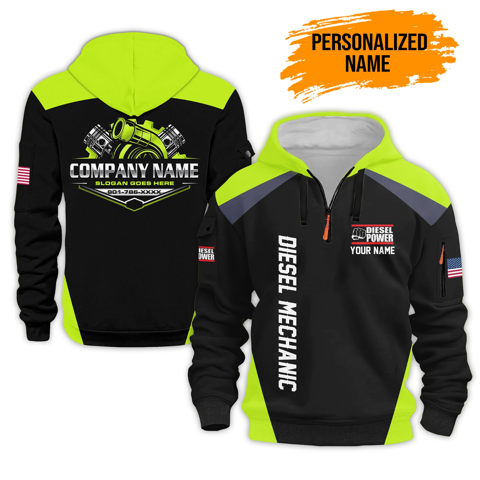 Custom Text and Diesel Mechanic Uniform 3D
