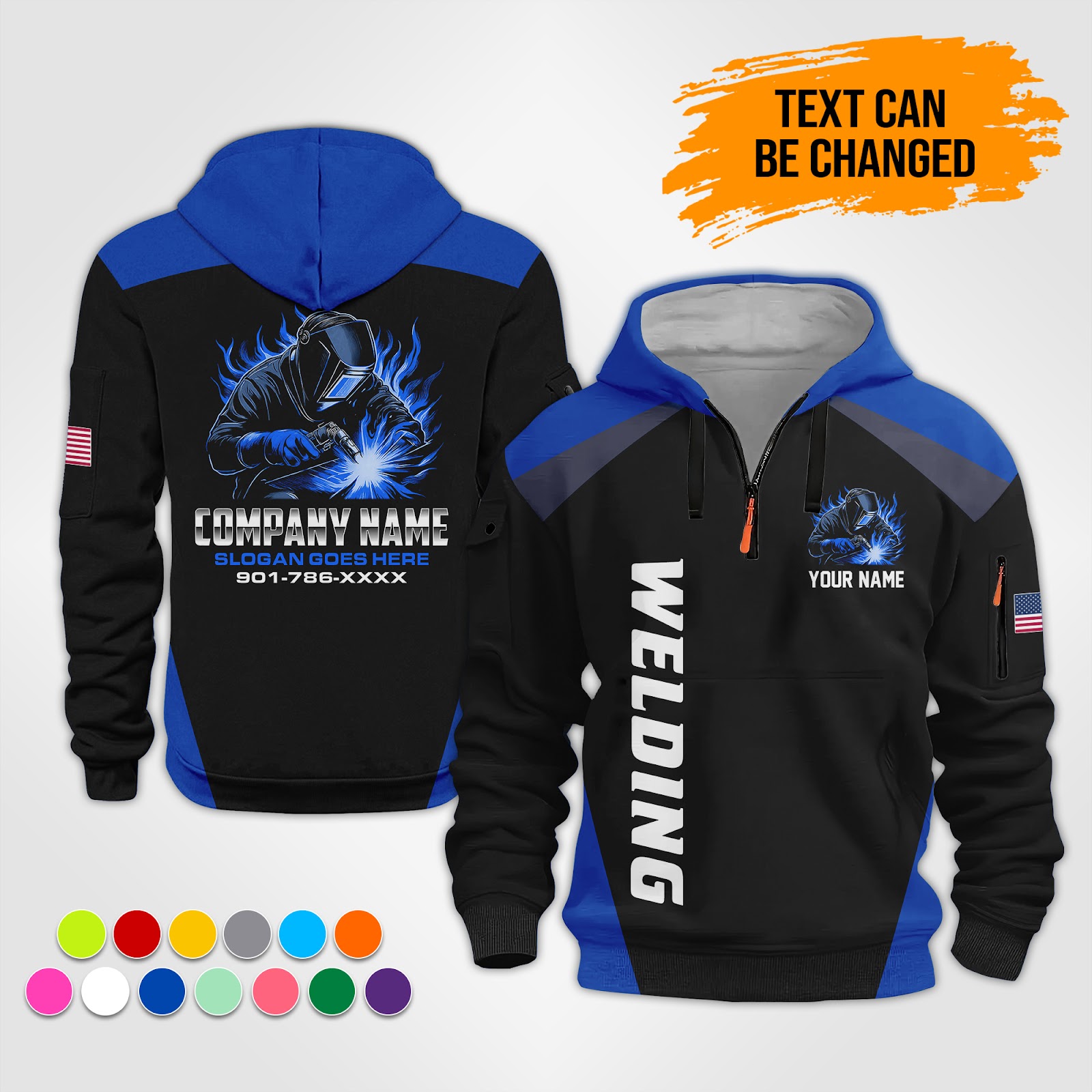 Custom Welding 3D Printed Quarter Zip Hoodie - photo 9