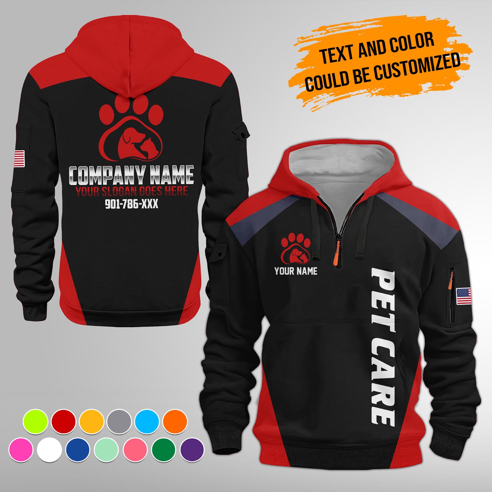 Custom Pet Care Quarter Zip Hoodie - photo 2
