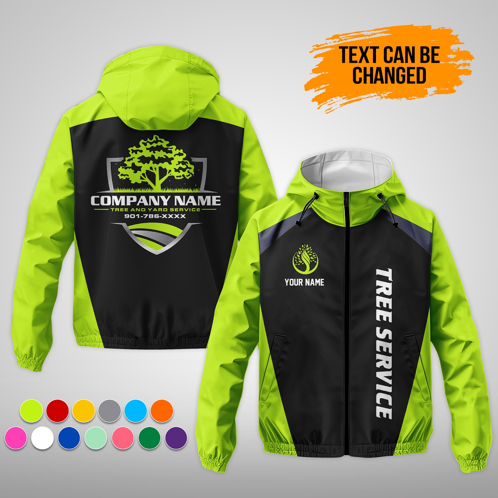 Custom Tree Service 3D Printed Windbreaker Jacket - photo 27