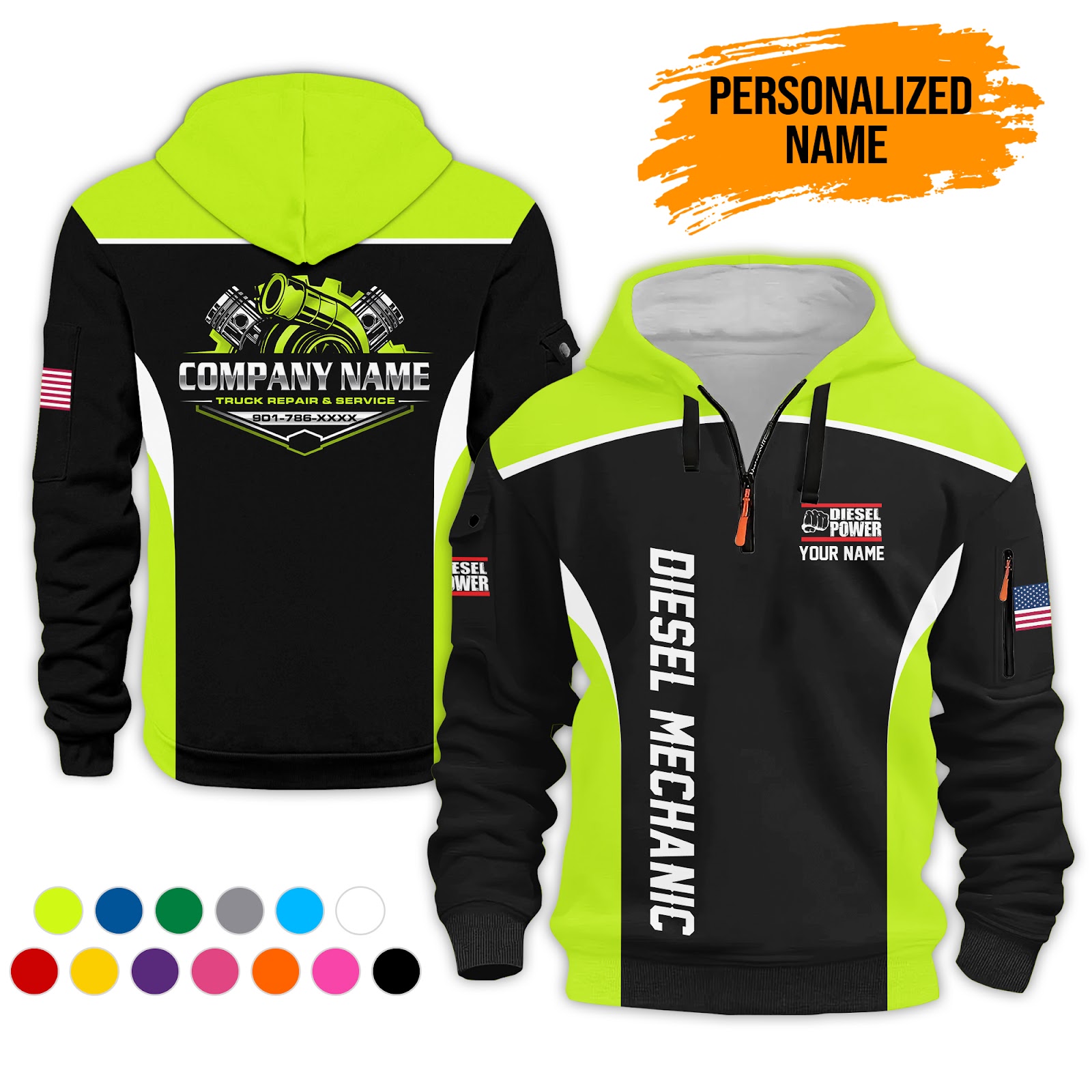Custom Text and Diesel Mechanic Uniform 3D