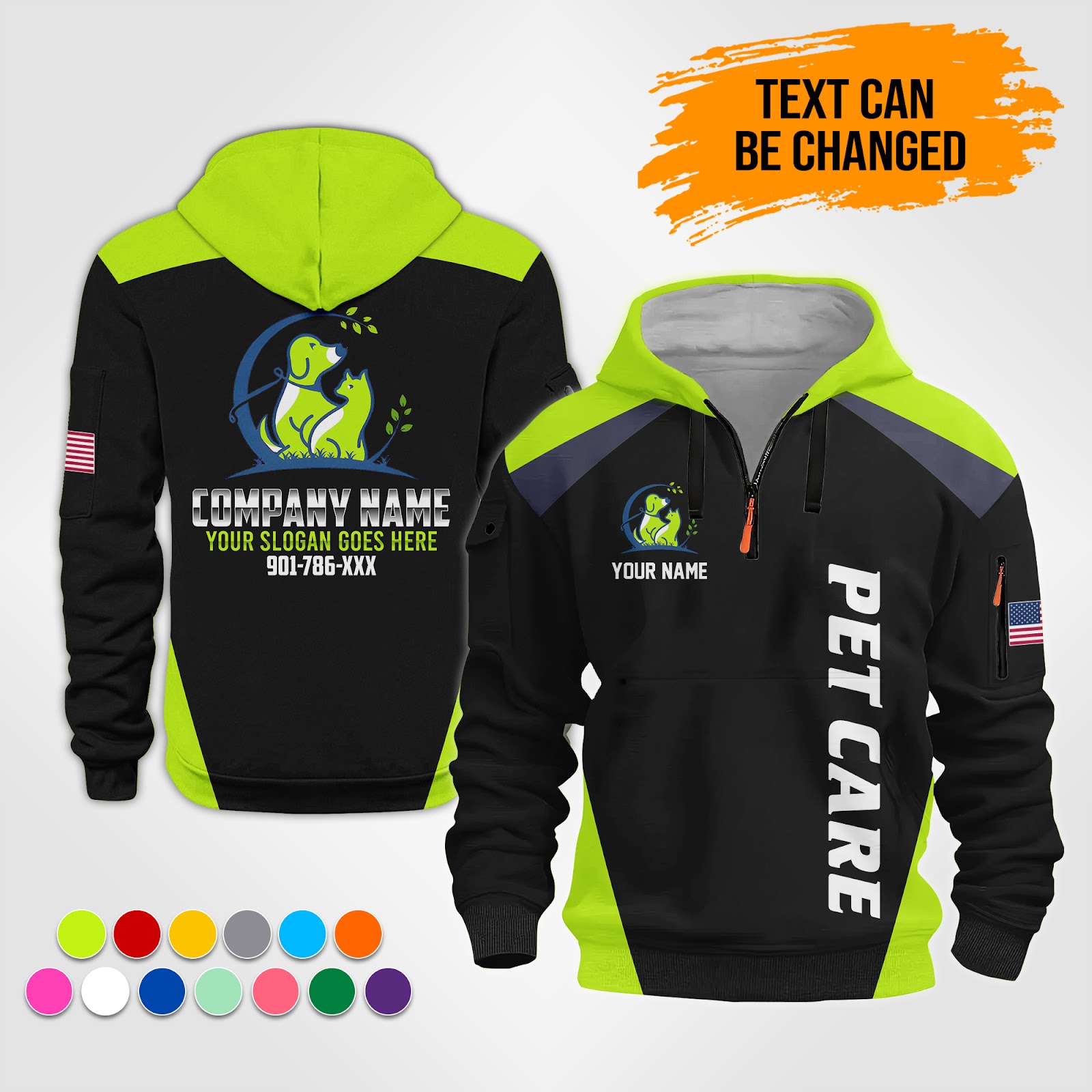 Custom Pet Care Quarter Zip Hoodie