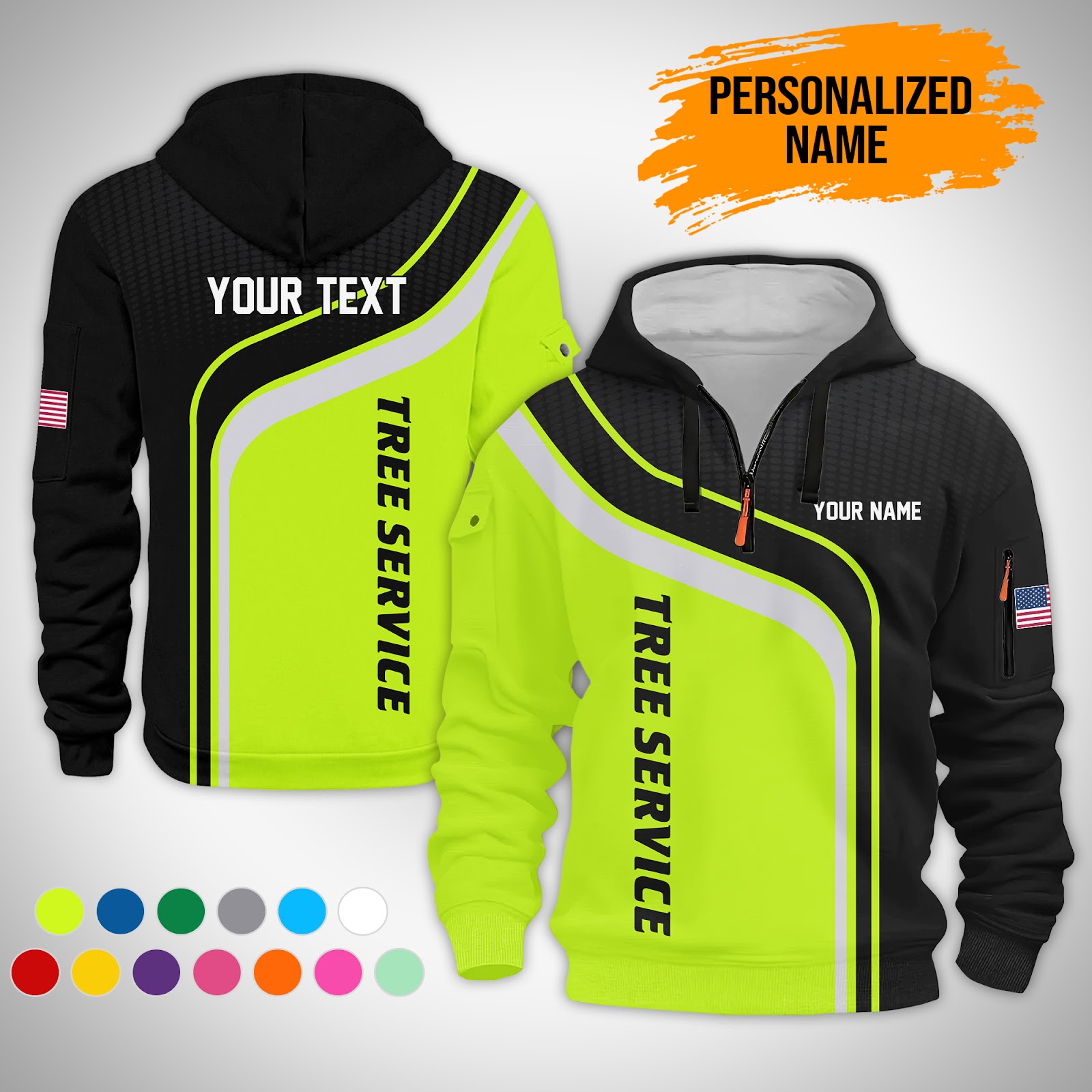 Custom Tree Service Quarter Zip Hoodie