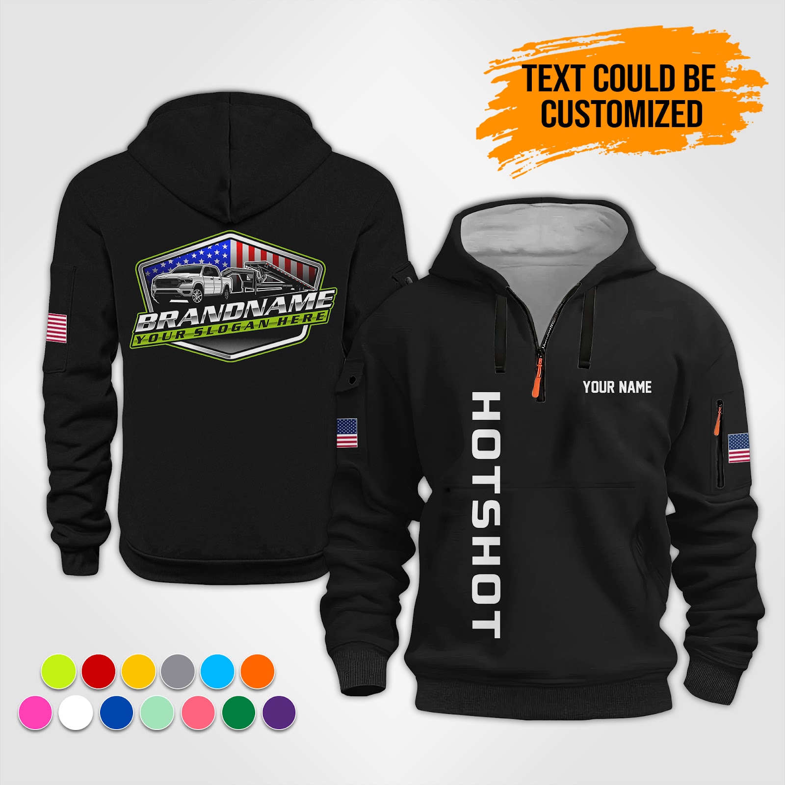 Custom Hotshot Truck 2D Printed Quarter Zip Hoodie