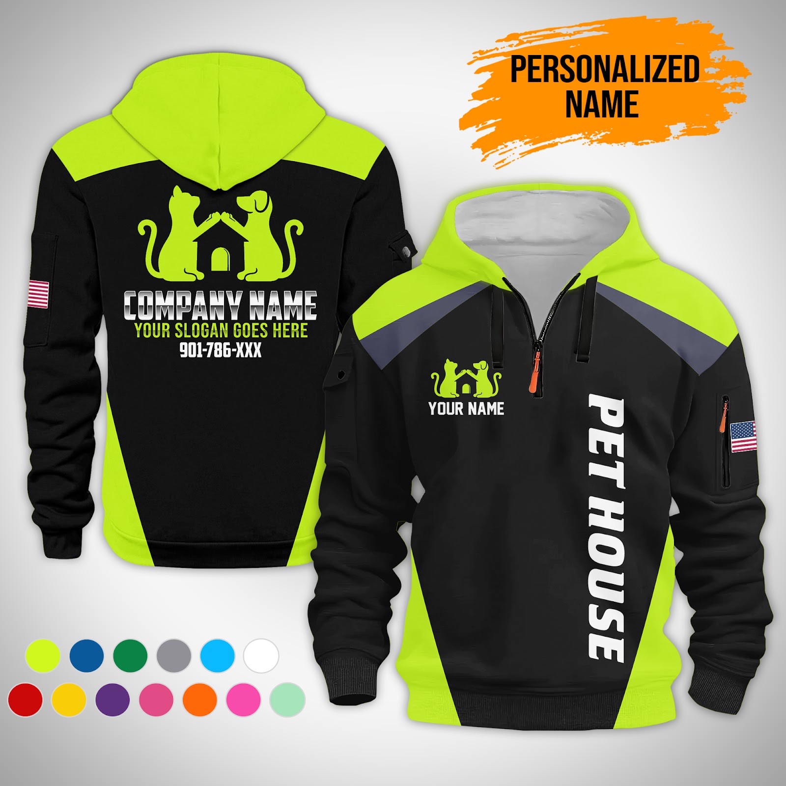 Custom Pet House Quarter Zip Hoodie