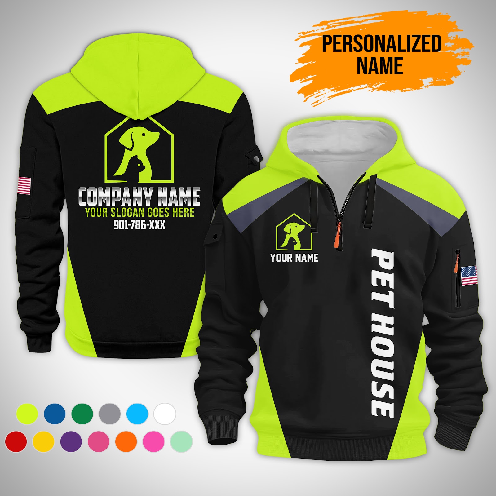 Custom Pet House Quarter Zip Hoodie