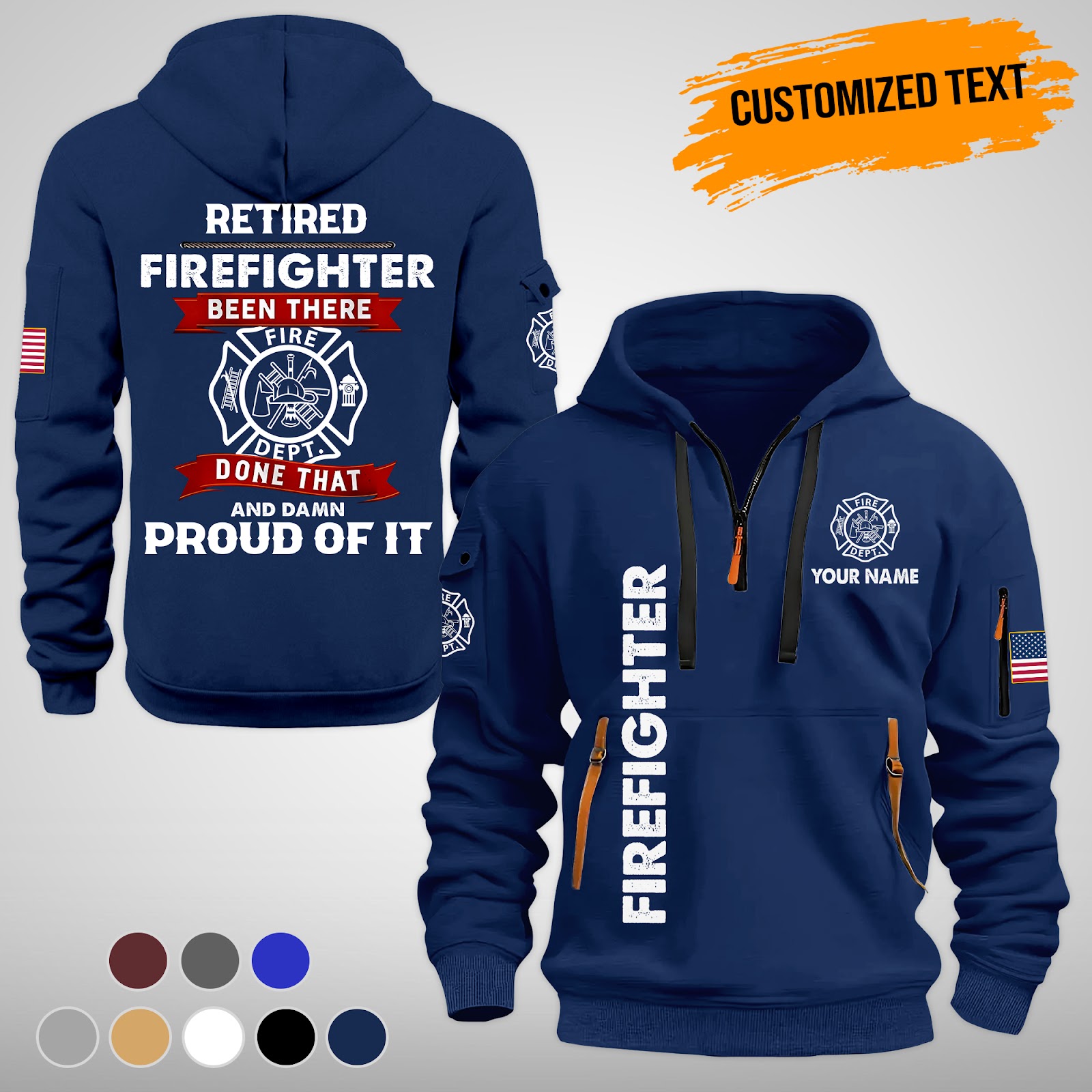Custom Love Firefighter Quarter Zip Hoodie