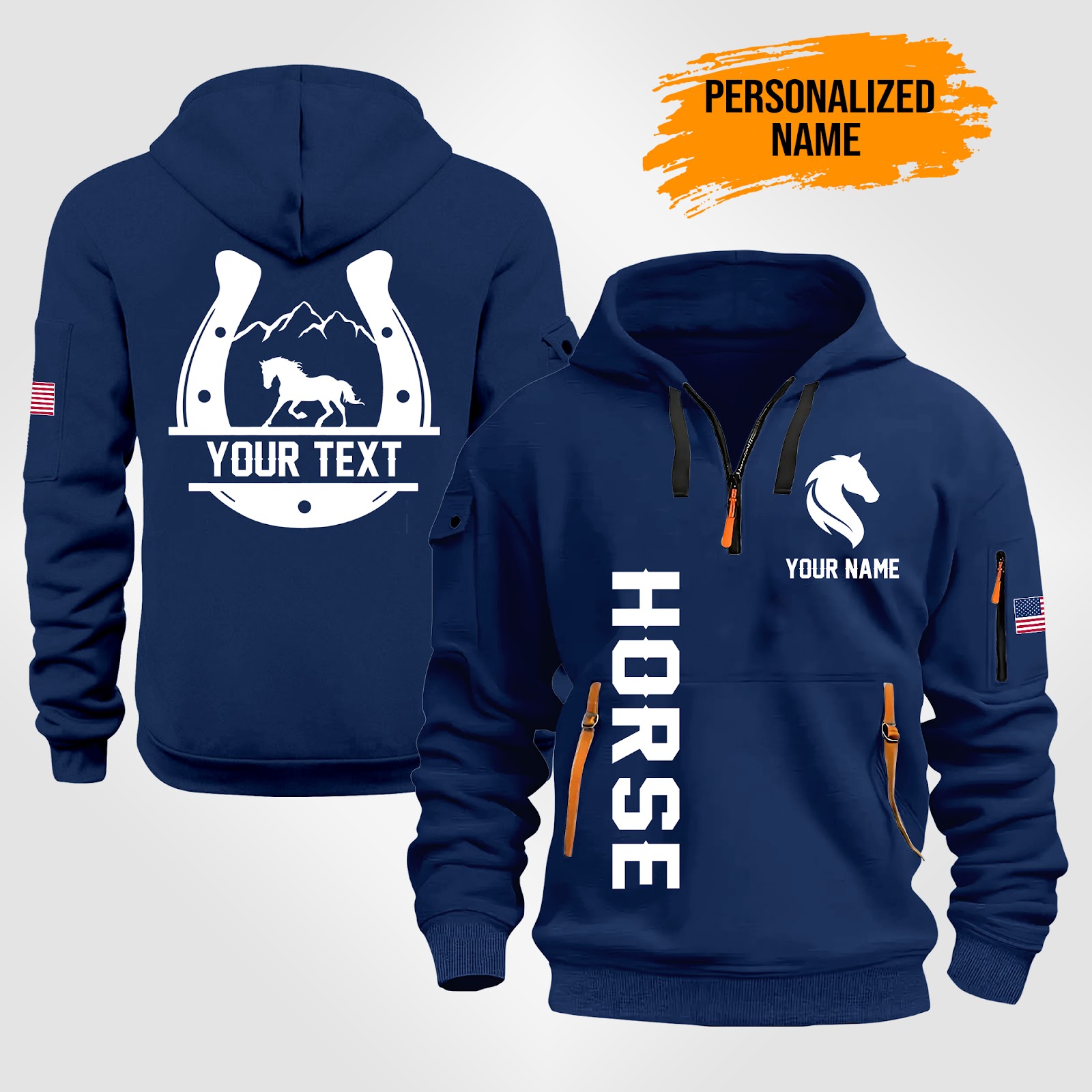 Custom Love Horse Quarter Zip Hoodie