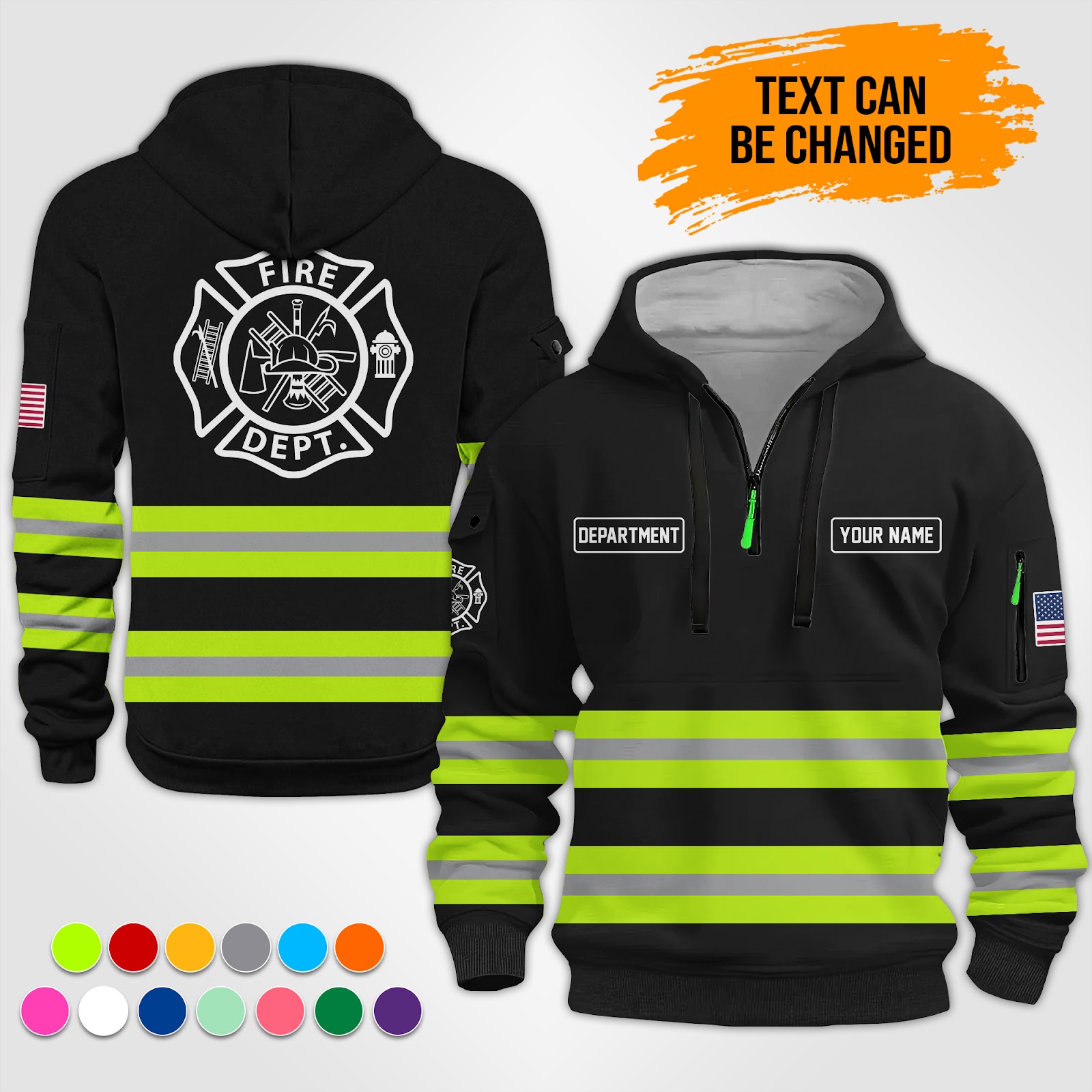 Custom Love Firefighter Quarter Zip Hoodie