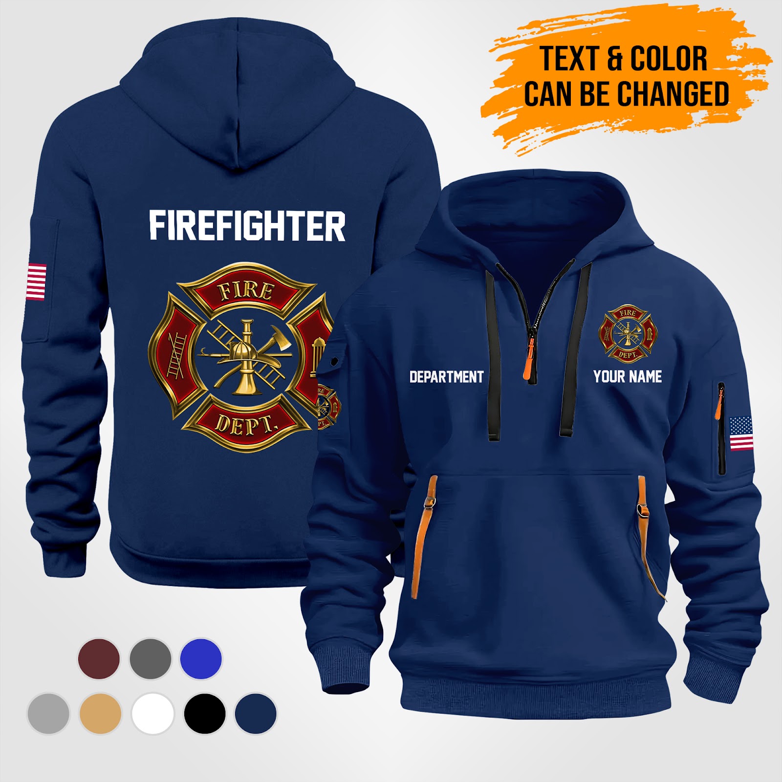 Custom Proud Firefighter Quarter Zip Hoodie
