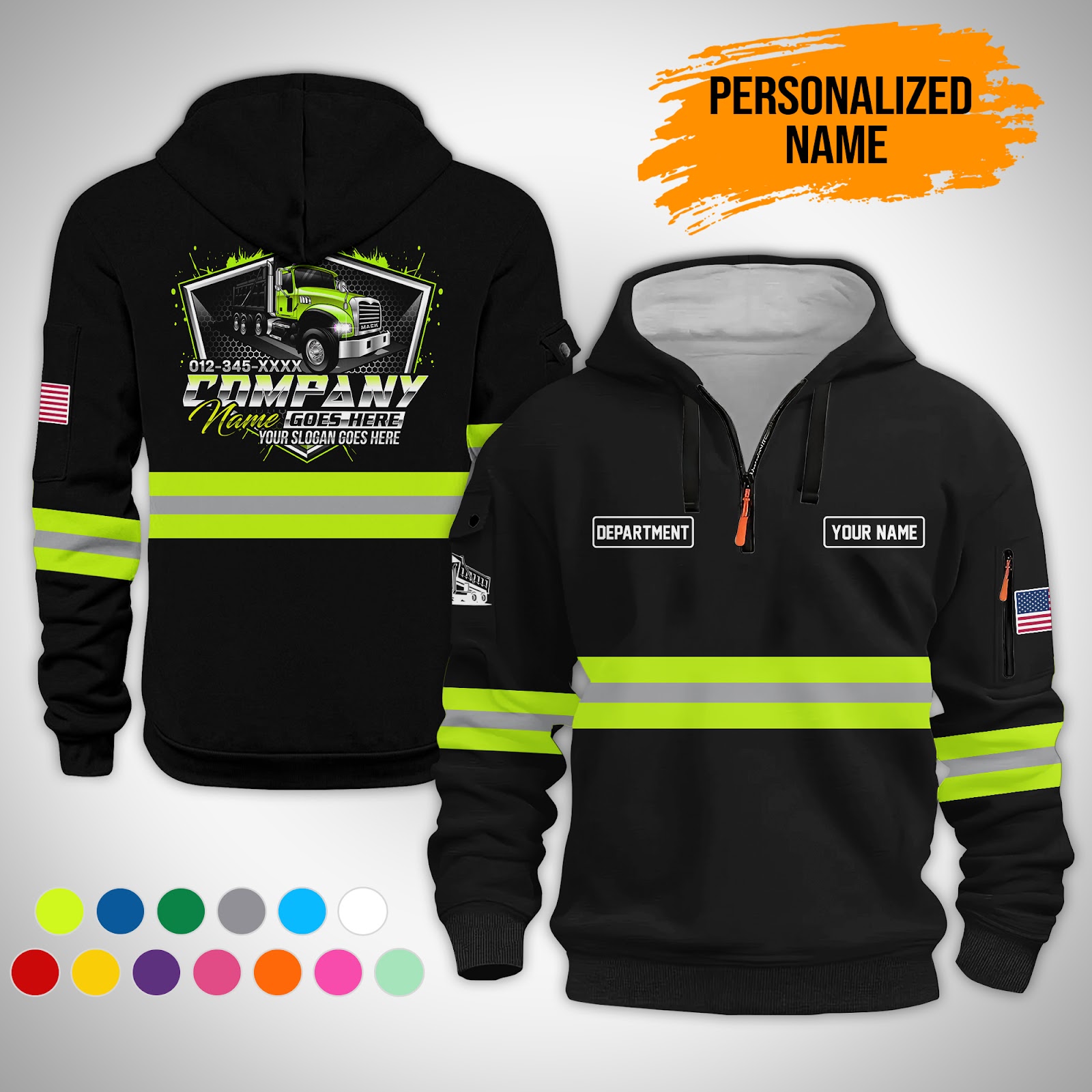 Custom Dump Truck Zip Hoodie