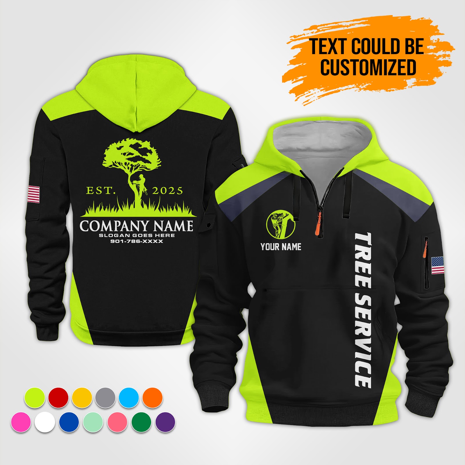 Custom Tree Service 3D Quarter Zip Hoodie