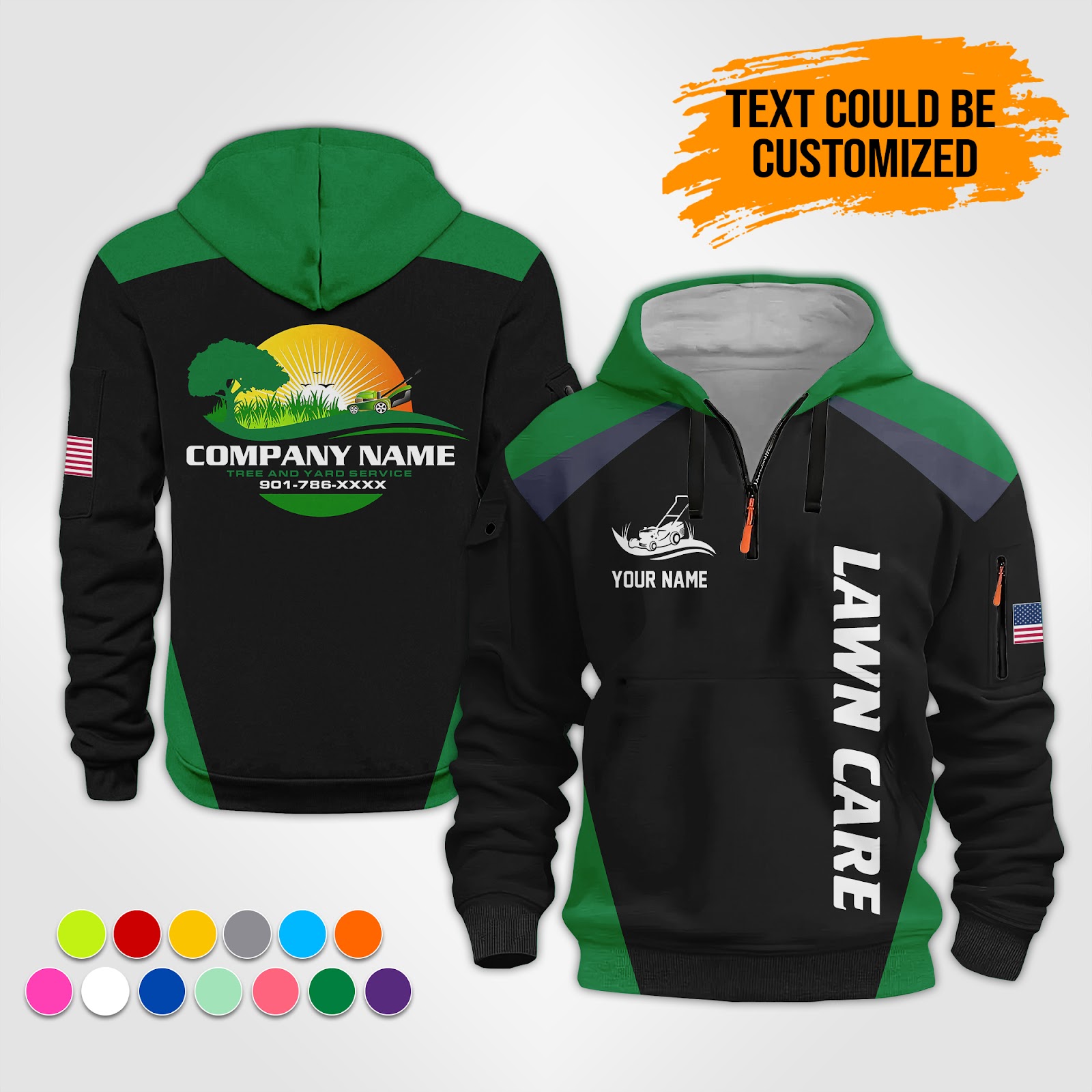 Custom Lawn Care Quarter Zip Hoodie - photo 12