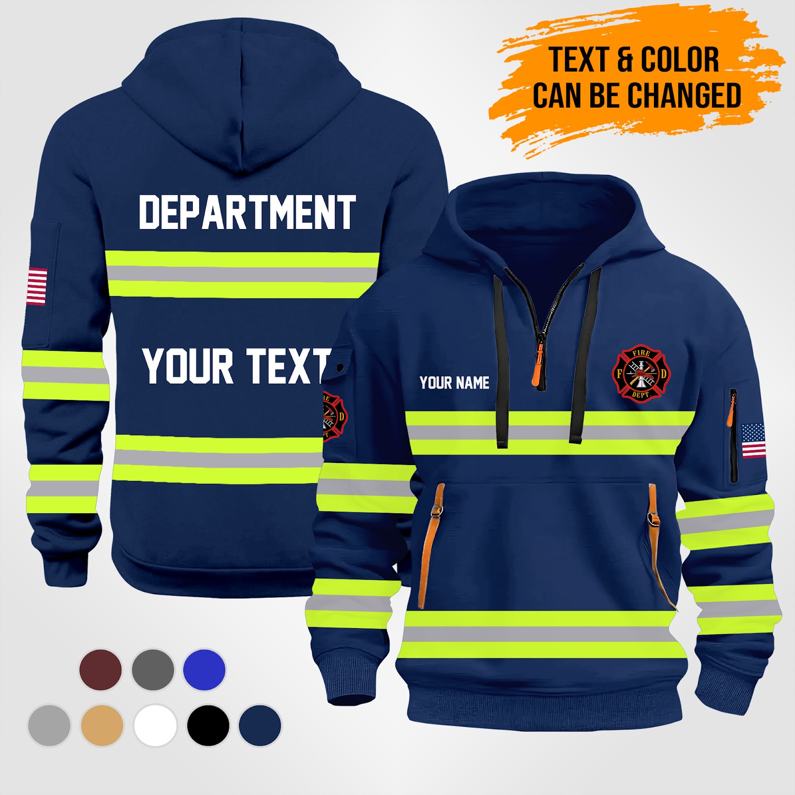 Custom Love Firefighter Skull Quarter Zip Hoodie