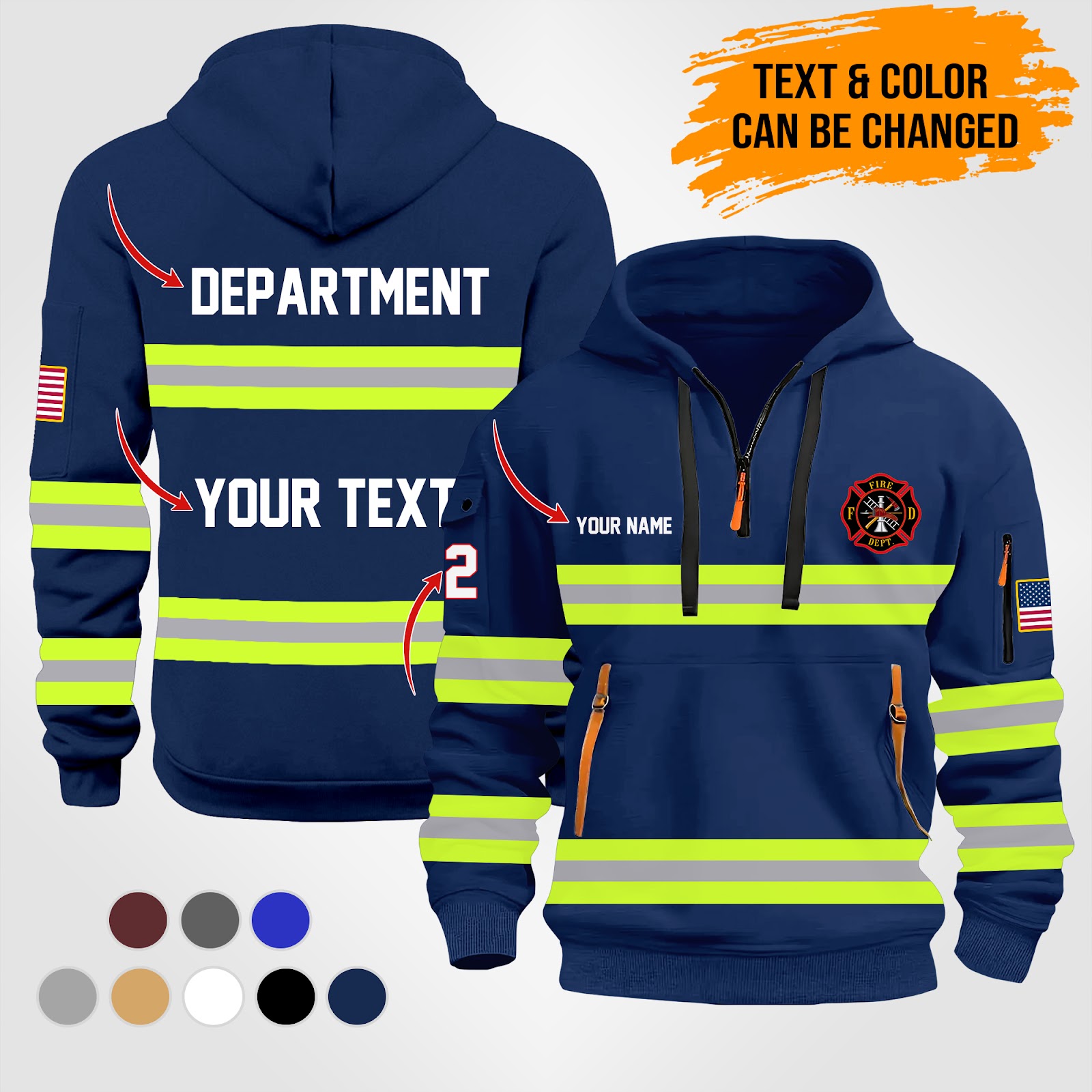 Custom Love Firefighter Skull Quarter Zip Hoodie
