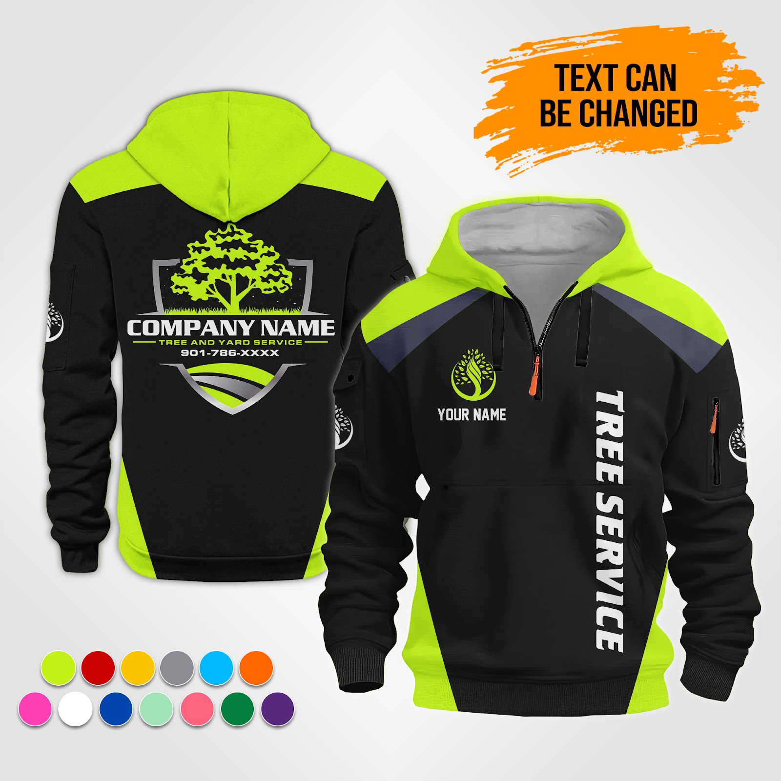 Custom Tree Service 3D Printed Quarter Zip Hoodie