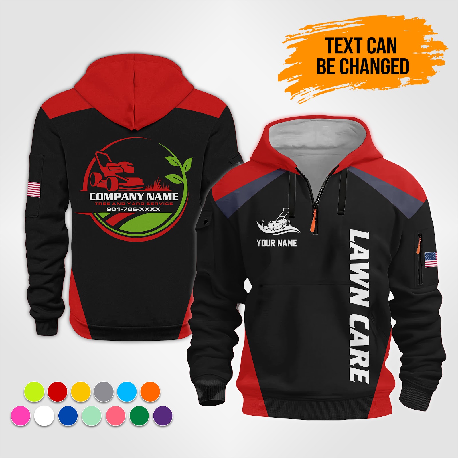 Custom Lawn Care Quarter Zip Hoodie - photo 2
