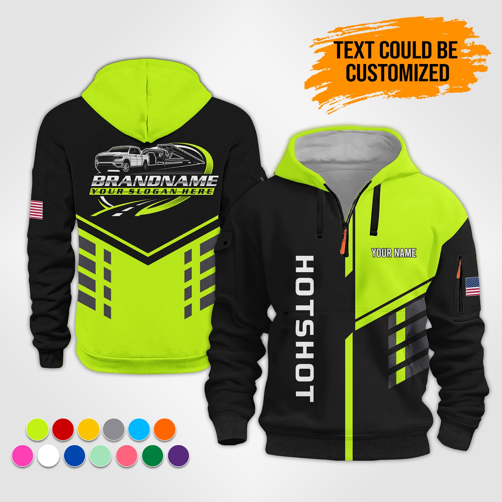 Custom Hotshot Truck 3D Printed Quarter Zip Hoodie
