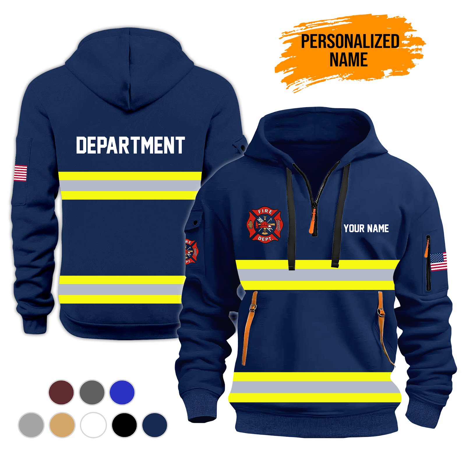 5961004-personalized-name-love-firefighter-3d-printed-quarter-zip-hoodie-ct843-1.jpg Personalized Firefighter 3D Quarter Zip Hoodie