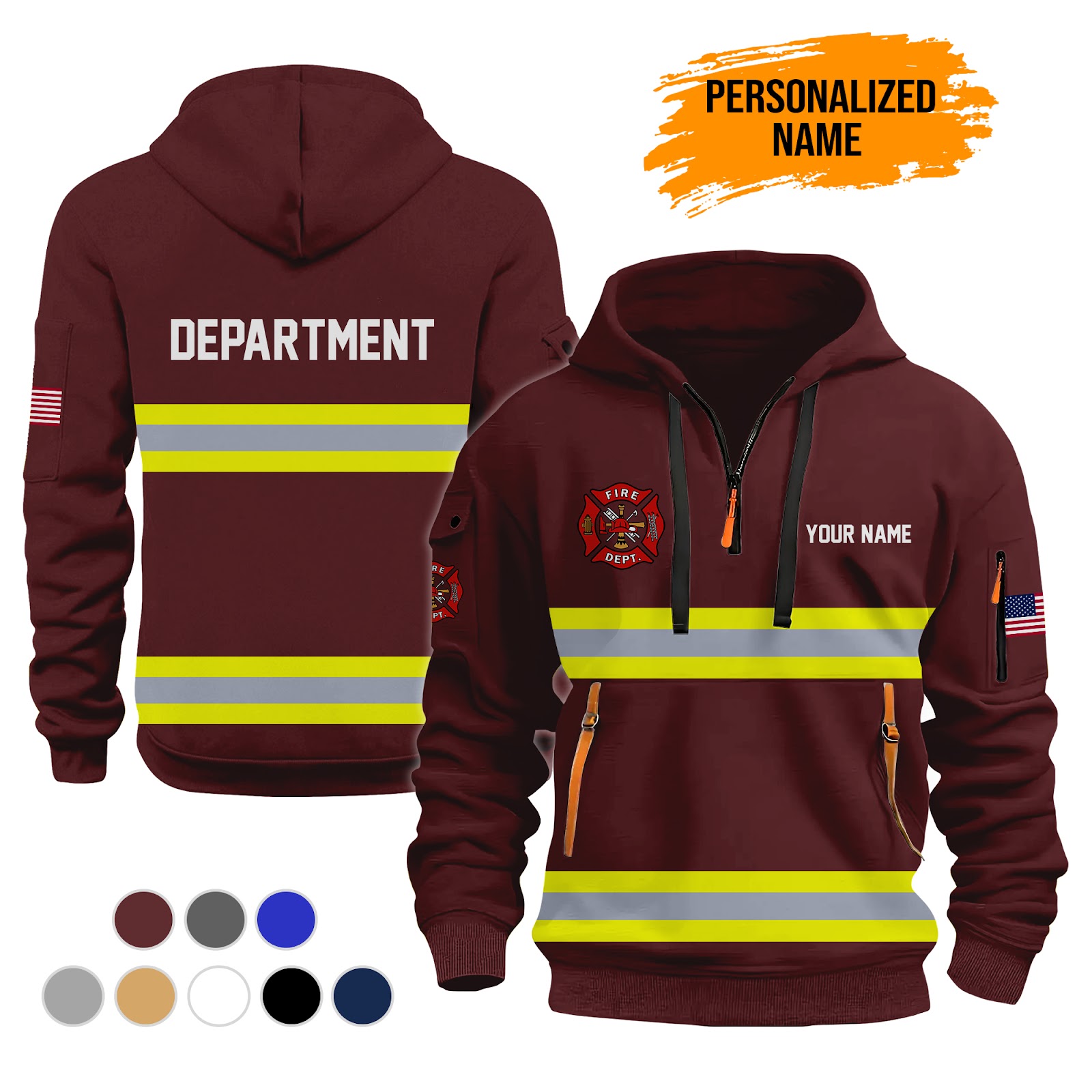 5961004-personalized-name-love-firefighter-3d-printed-quarter-zip-hoodie-ct843-7.jpg Personalized Firefighter 3D Quarter Zip Hoodie - photo 7