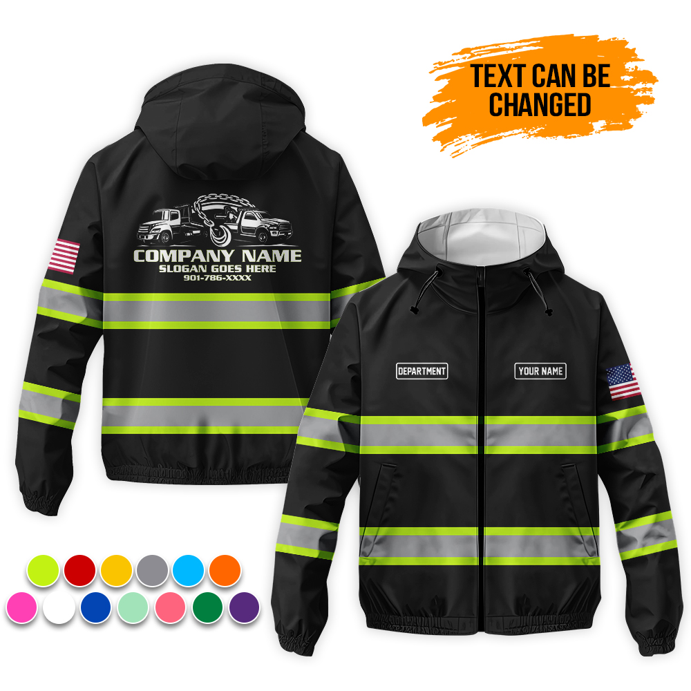 Custom Tow Truck 3D Printed Windbreaker Jacket