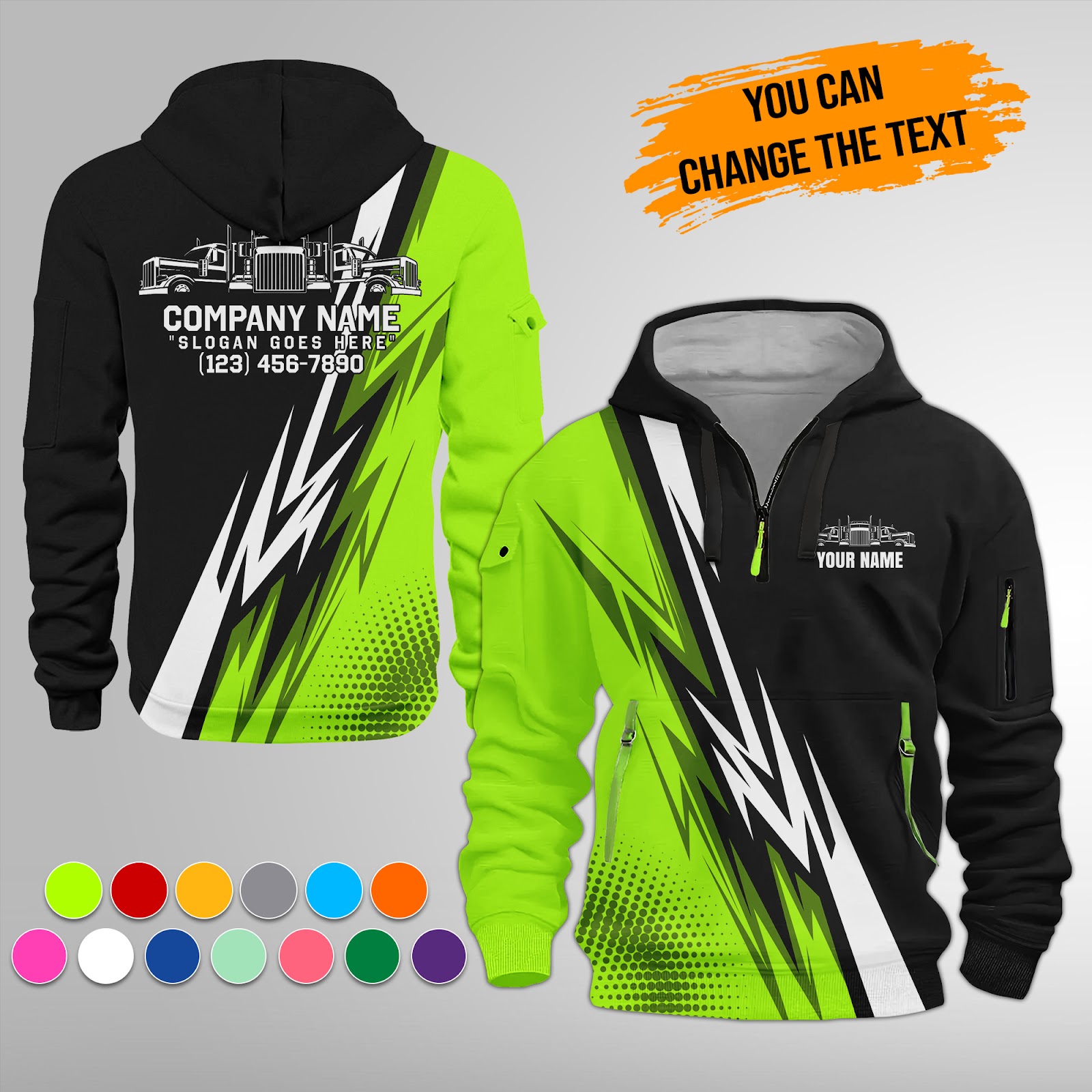 Custom Truck Uniform 3D Quarter Zip Hoodie