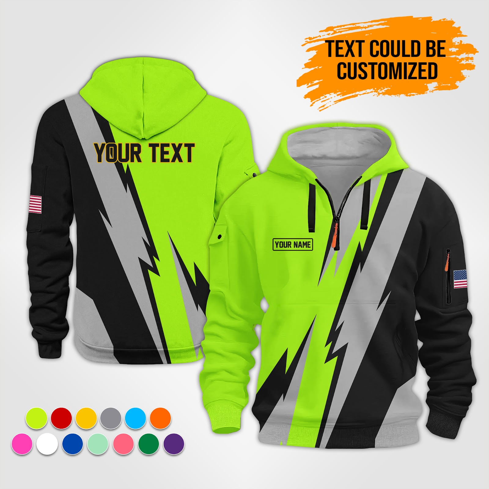 Custom 3D Printed Quarter Zip Hoodie
