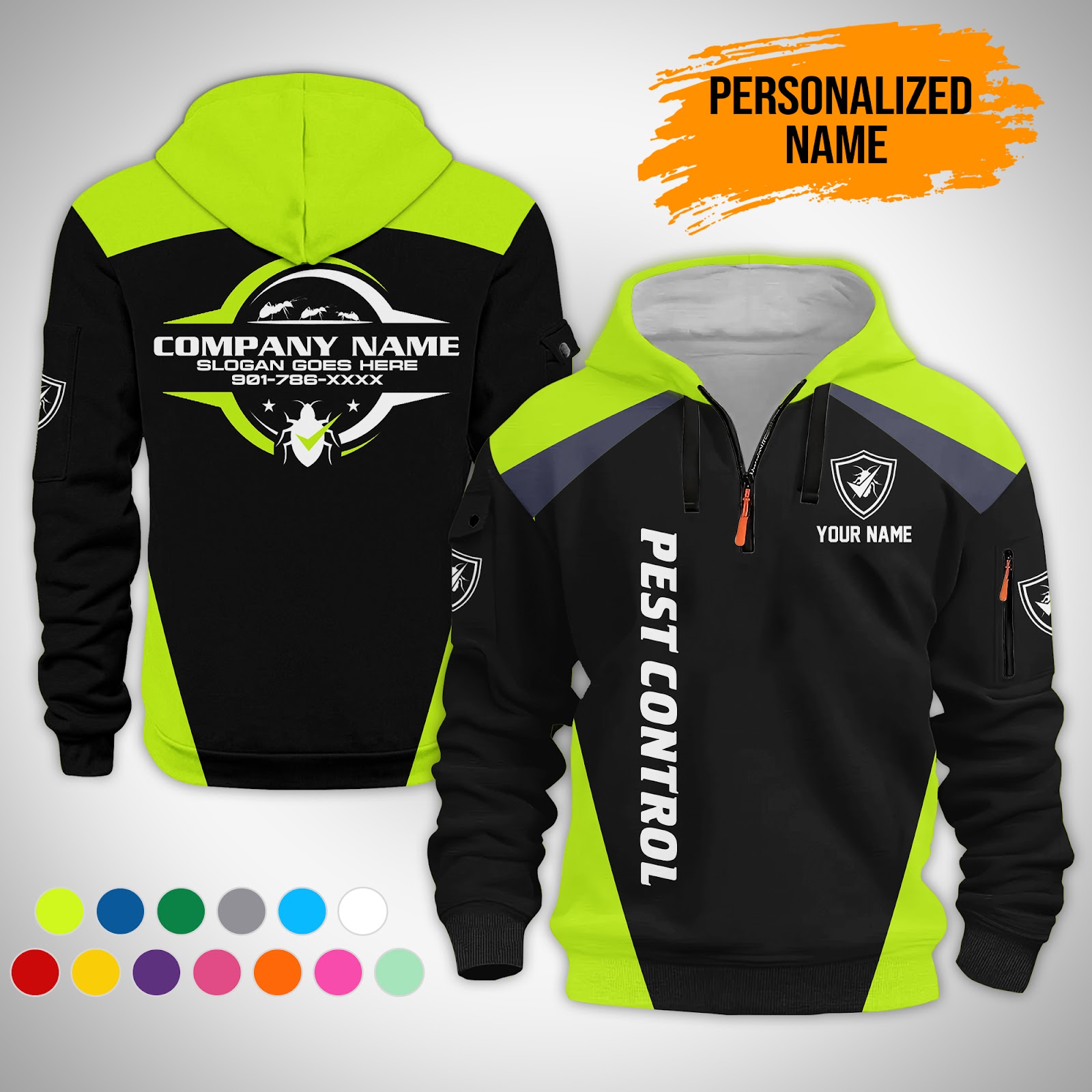 Custom Pest Control 3D Printed Quarter Zip Hoodie