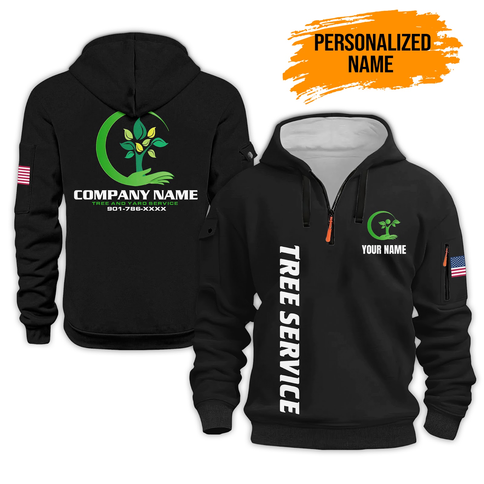 Custom Tree Service 3D Quarter Zip Hoodie - photo 2