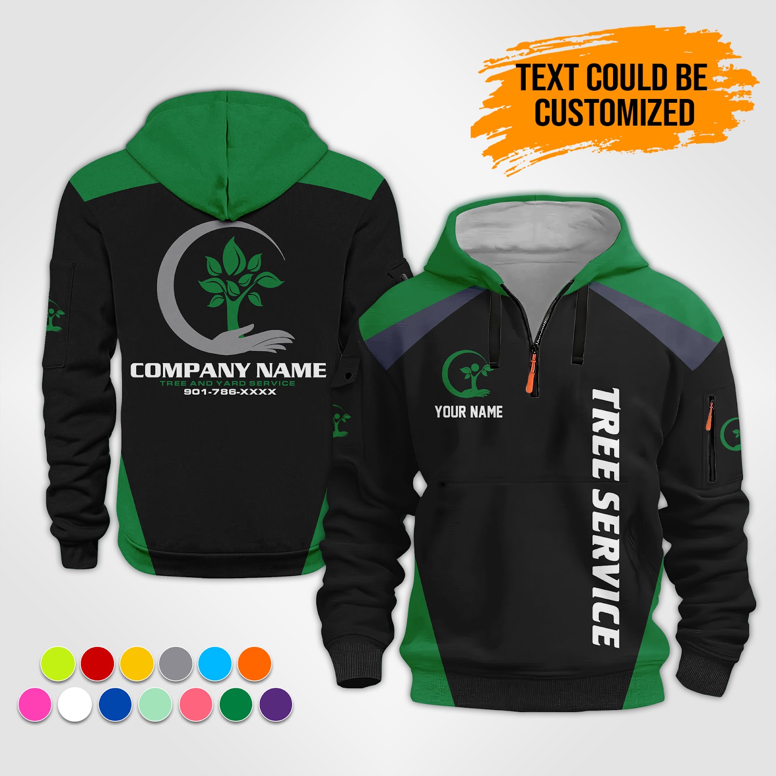 Custom Tree Service 3D Quarter Zip Hoodie - photo 12