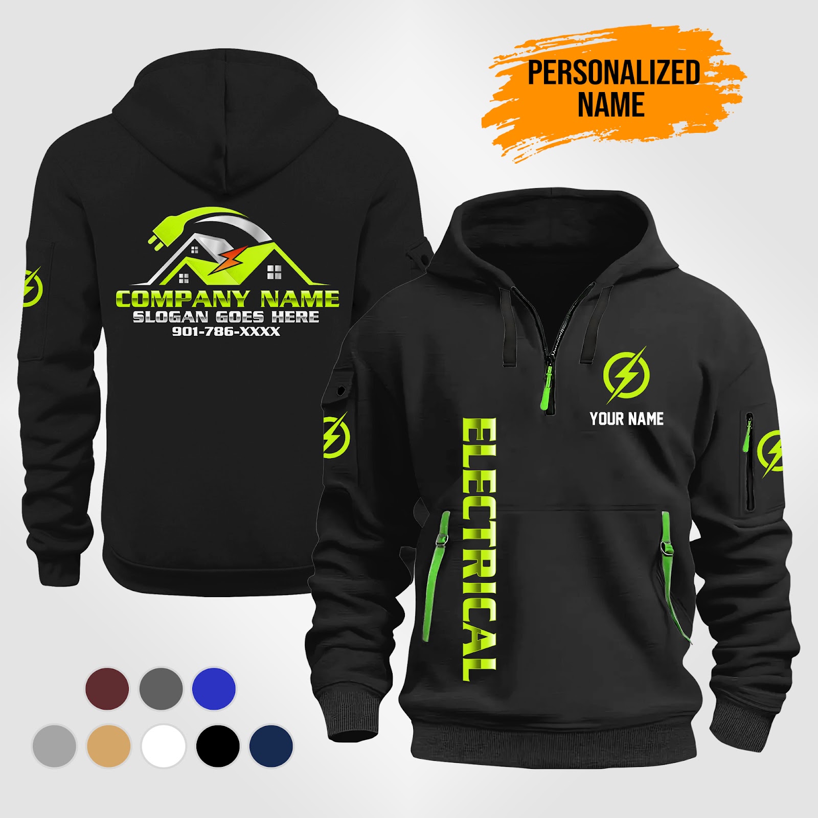 Custom Electrical Quarter Zip Hoodie - photo 2
