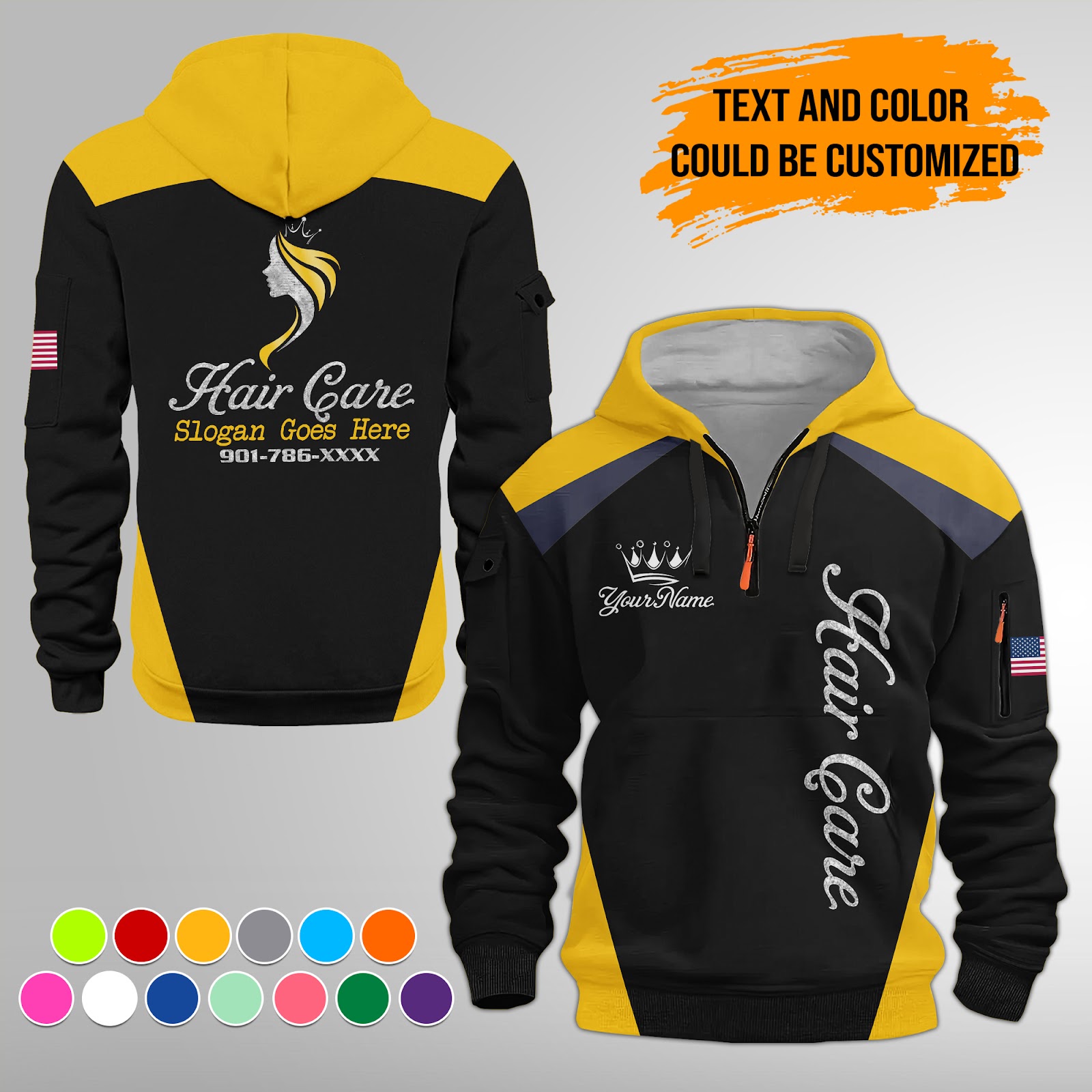 Custom Hair Care Quarter Zip Hoodie - photo 3