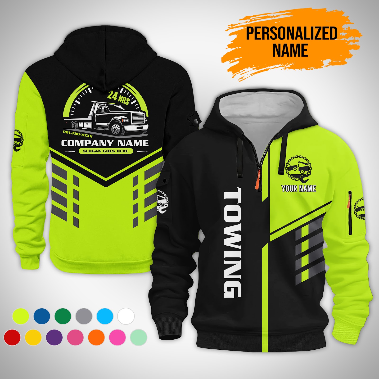 Custom Towing Zip Hoodie