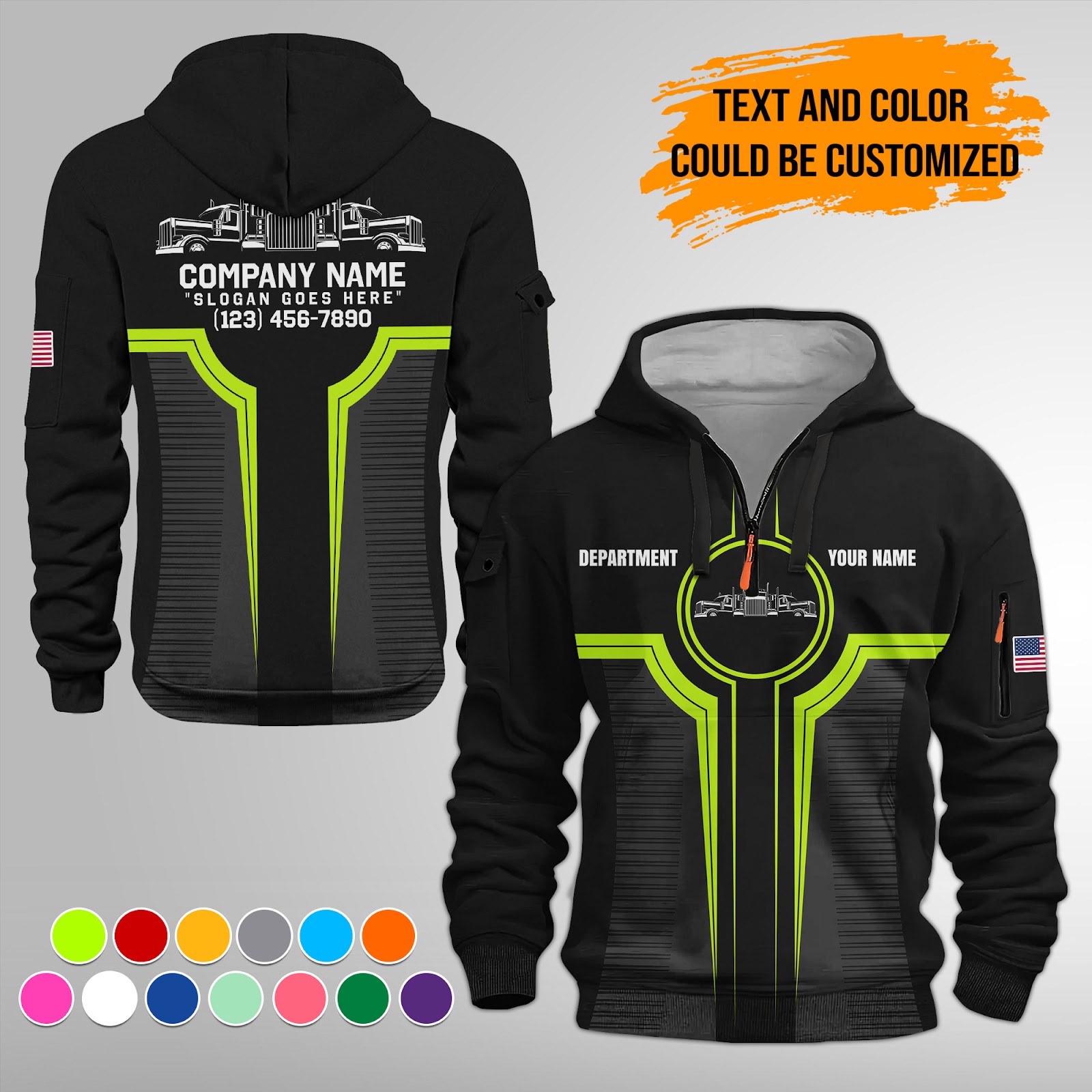 Custom Truck Uniform 3D Quarter Zip Hoodie