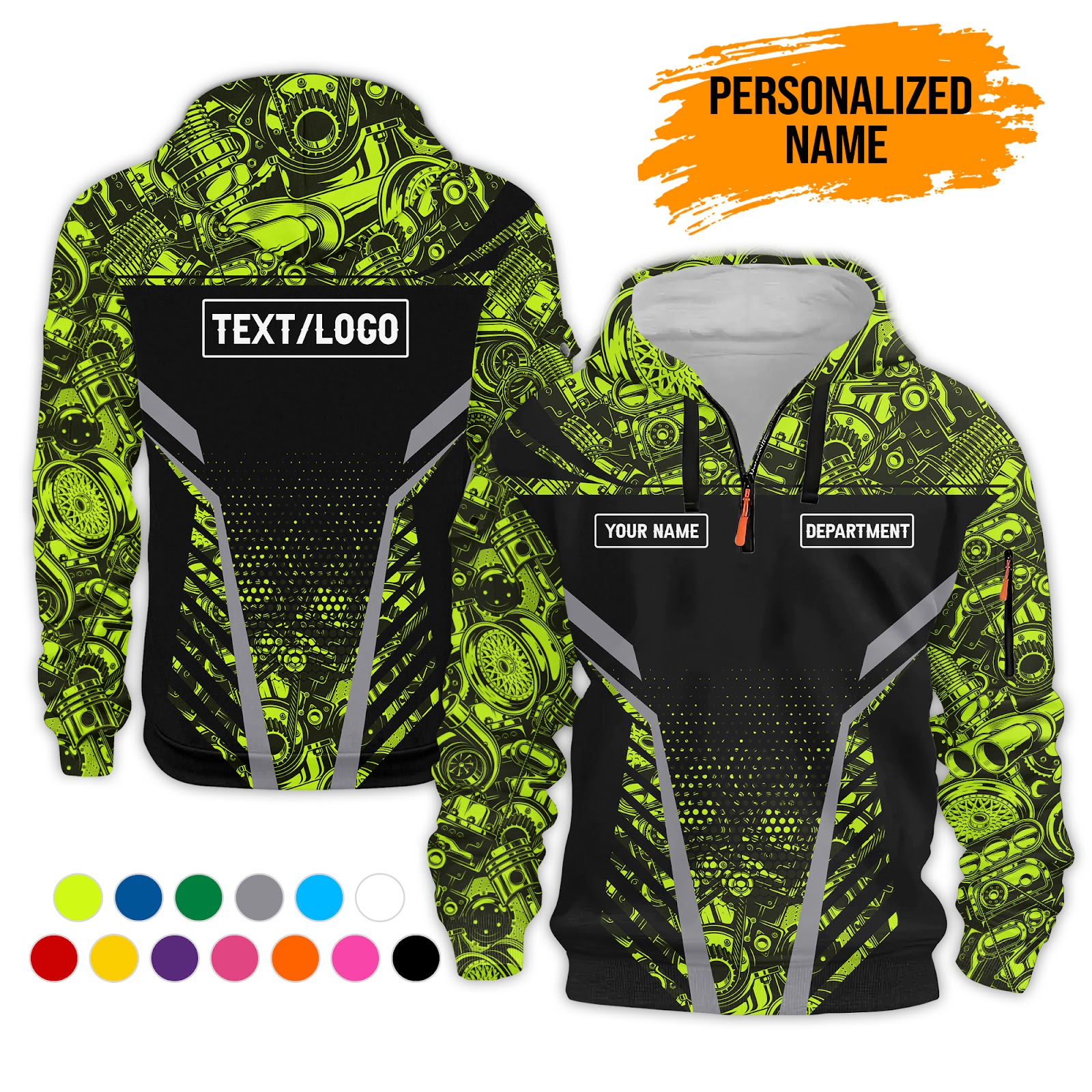 Custom Text and Logo 3D Quarter Zip Hoodie