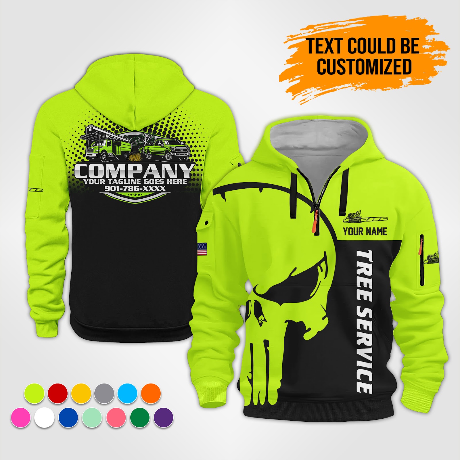 Custom Tree Service 3D Quarter Zip Hoodie