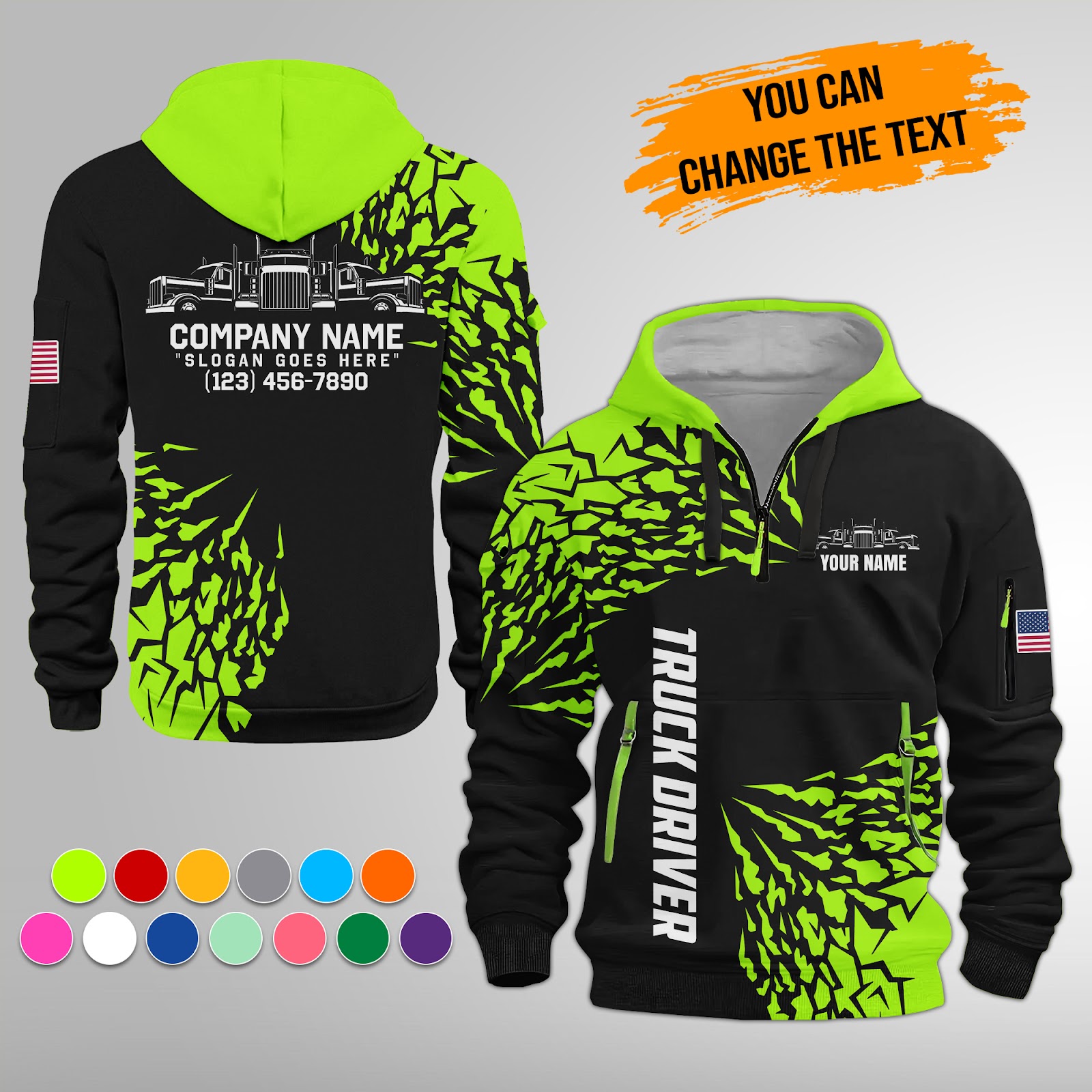 Custom Truck Uniform 3D Quarter Zip Hoodie