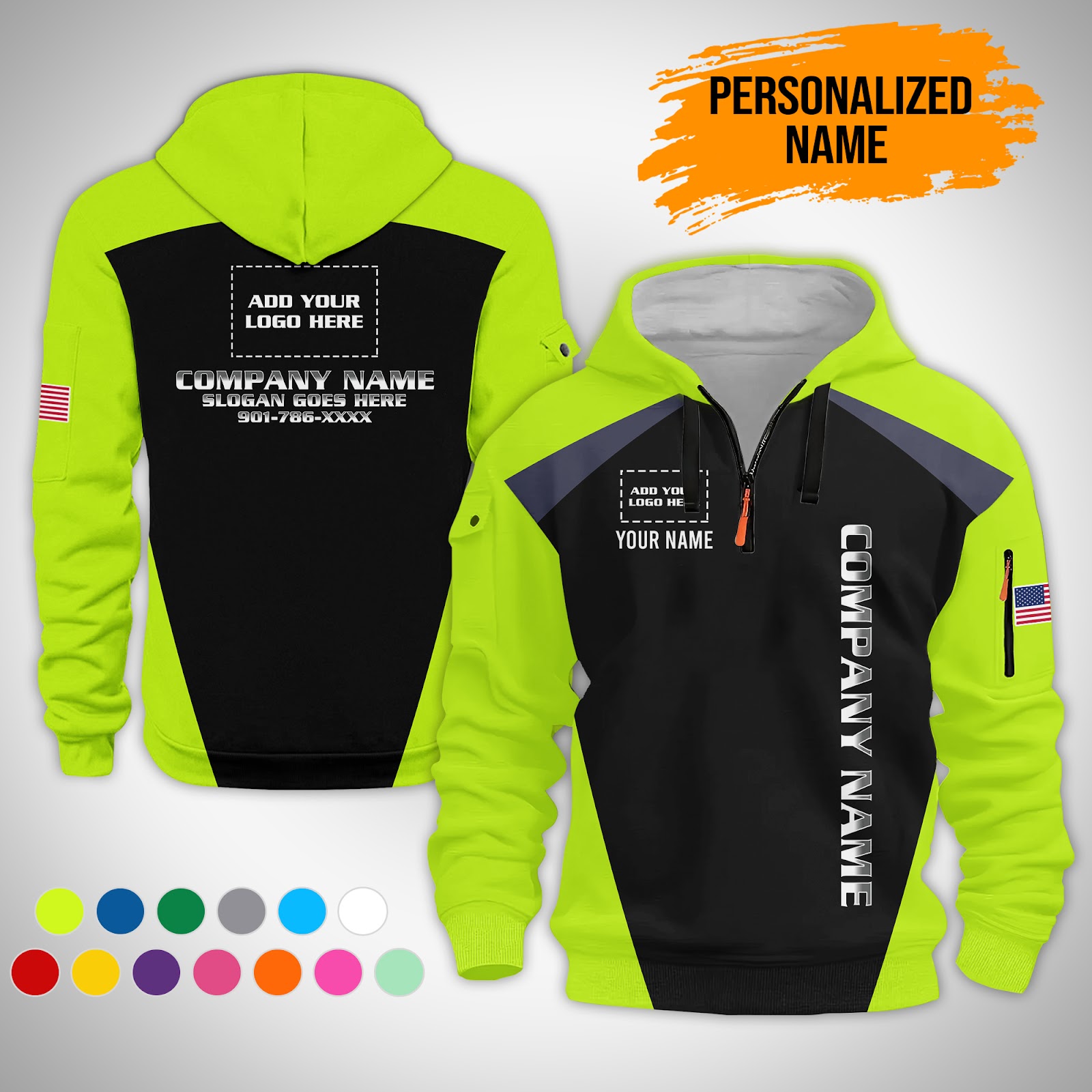 Custom Uniform 3D Quarter Zip Hoodie