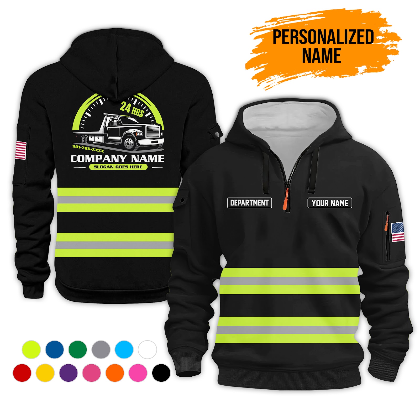 Custom Love Tow Truck Quarter Zip Hoodie