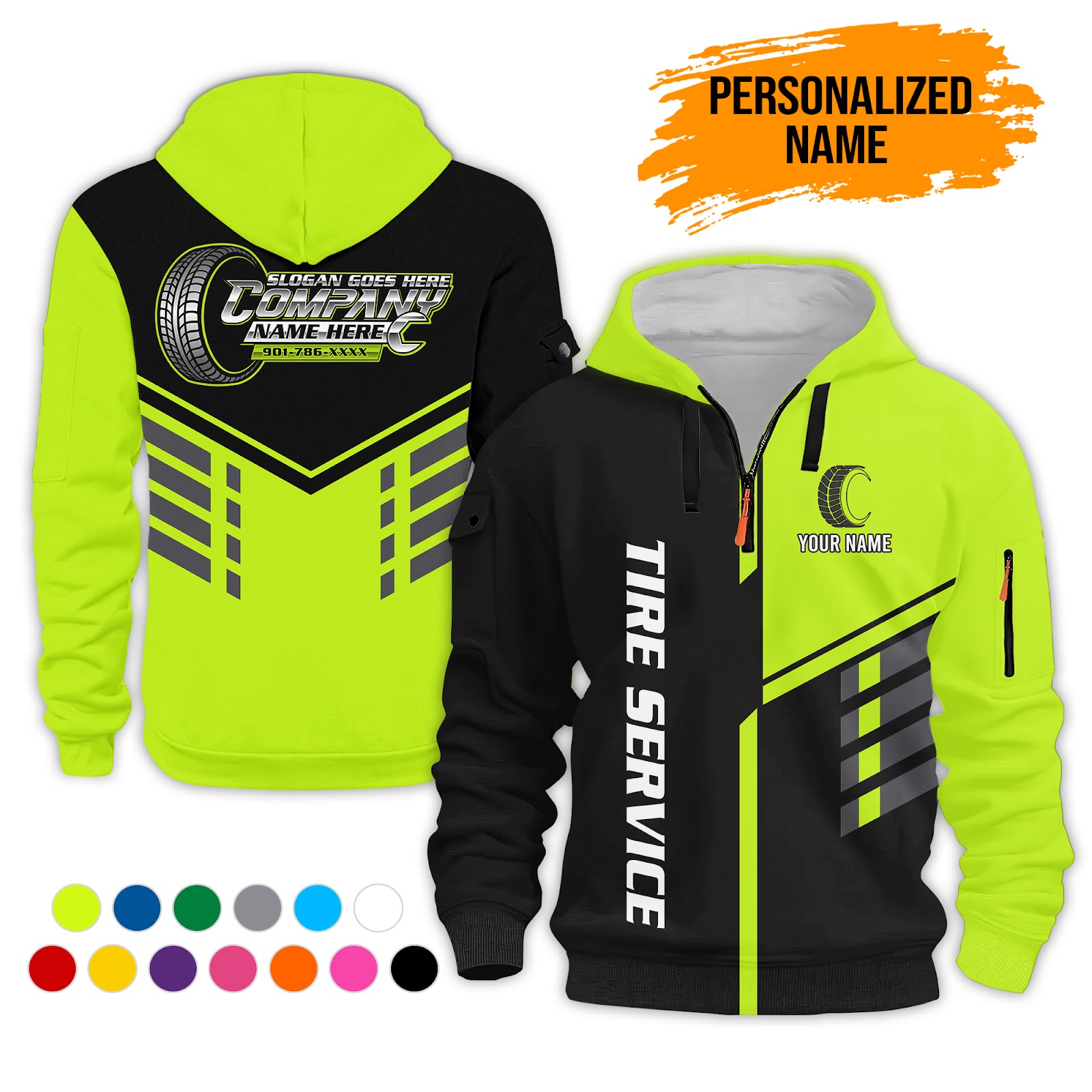 Custom Tire Service 3D Printed Quarter Zip Hoodie