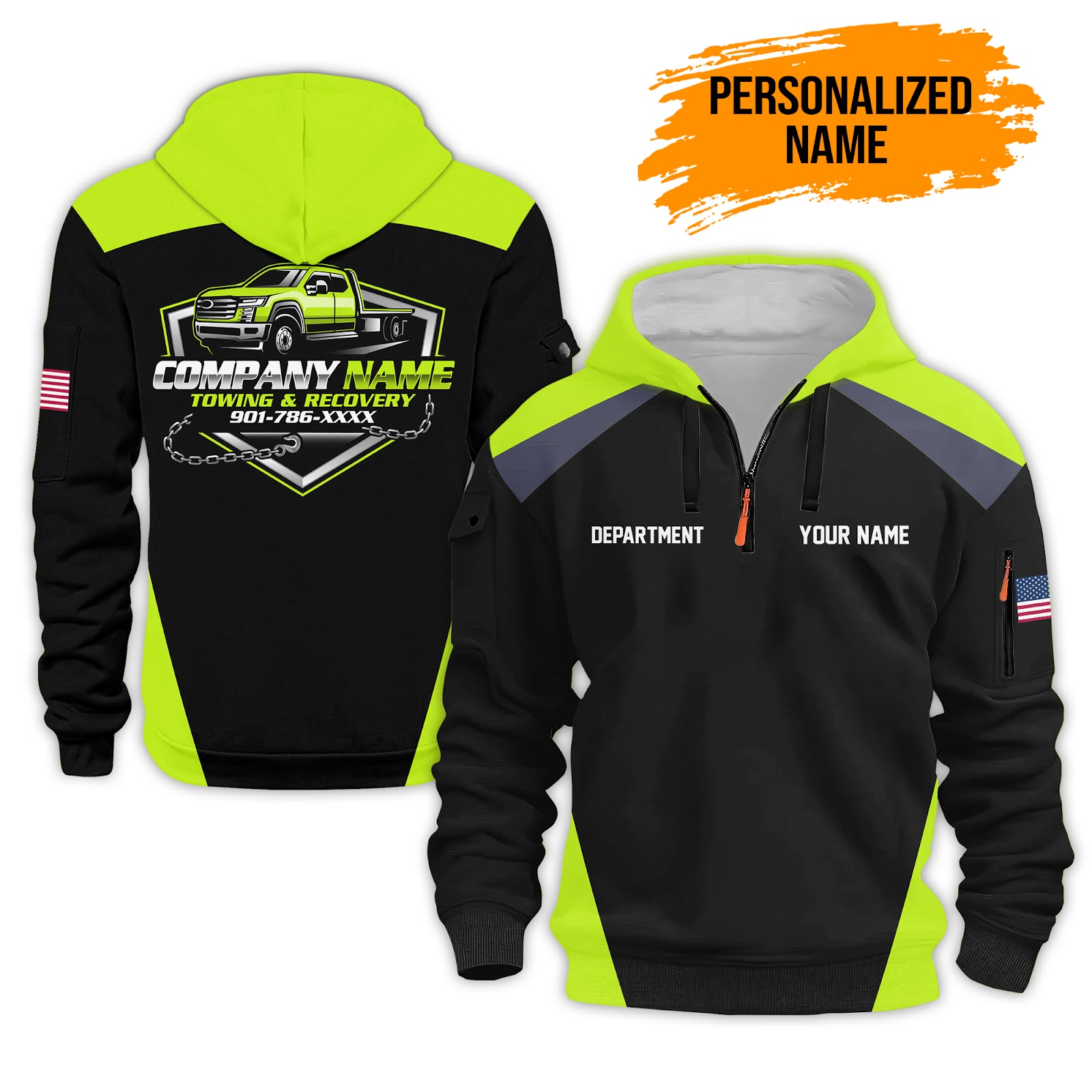 Custom Towing and Recovery 3D Printed Quarter Zip